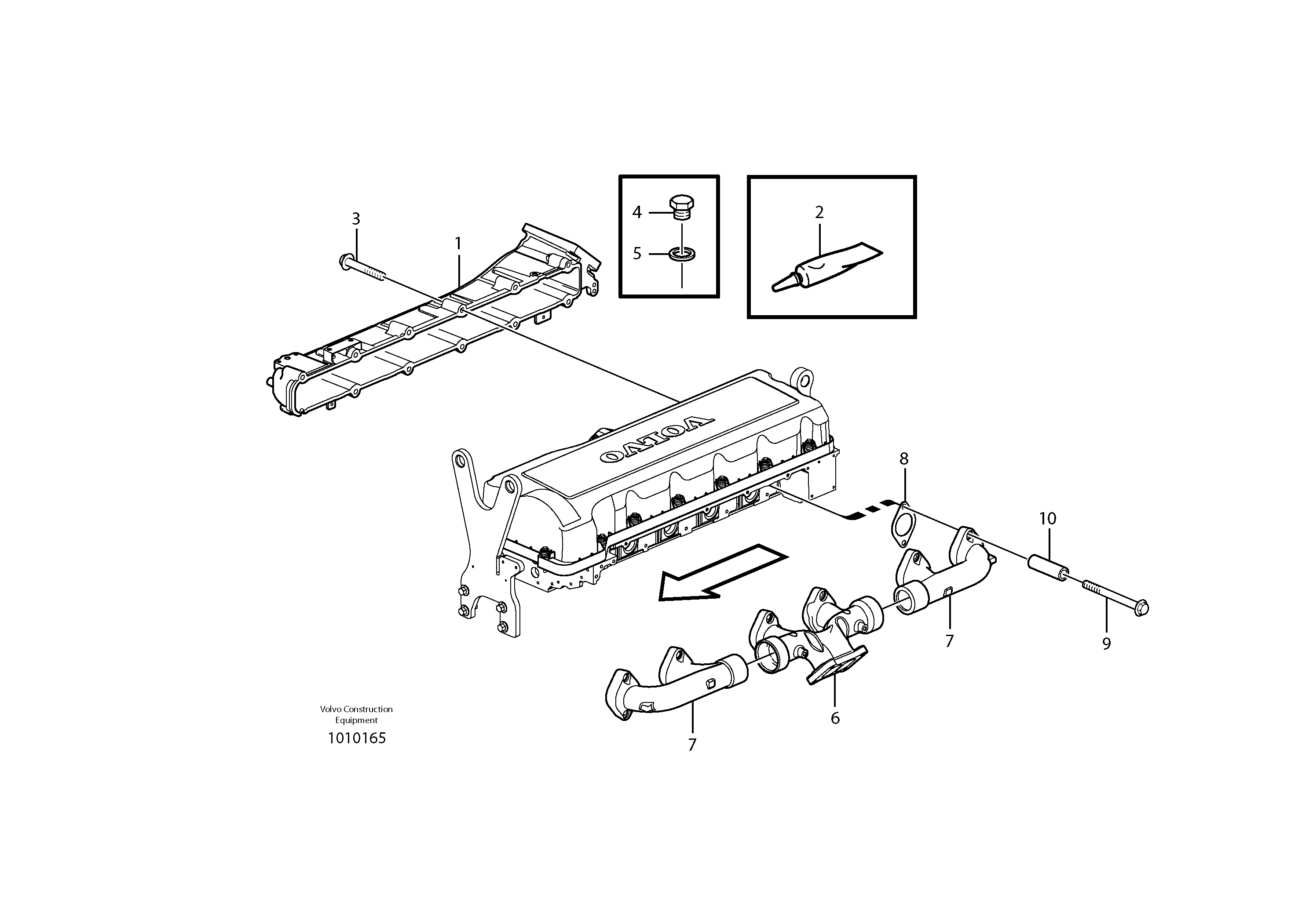 Inlet manifold and exhaust manifold — volvo parts diagram