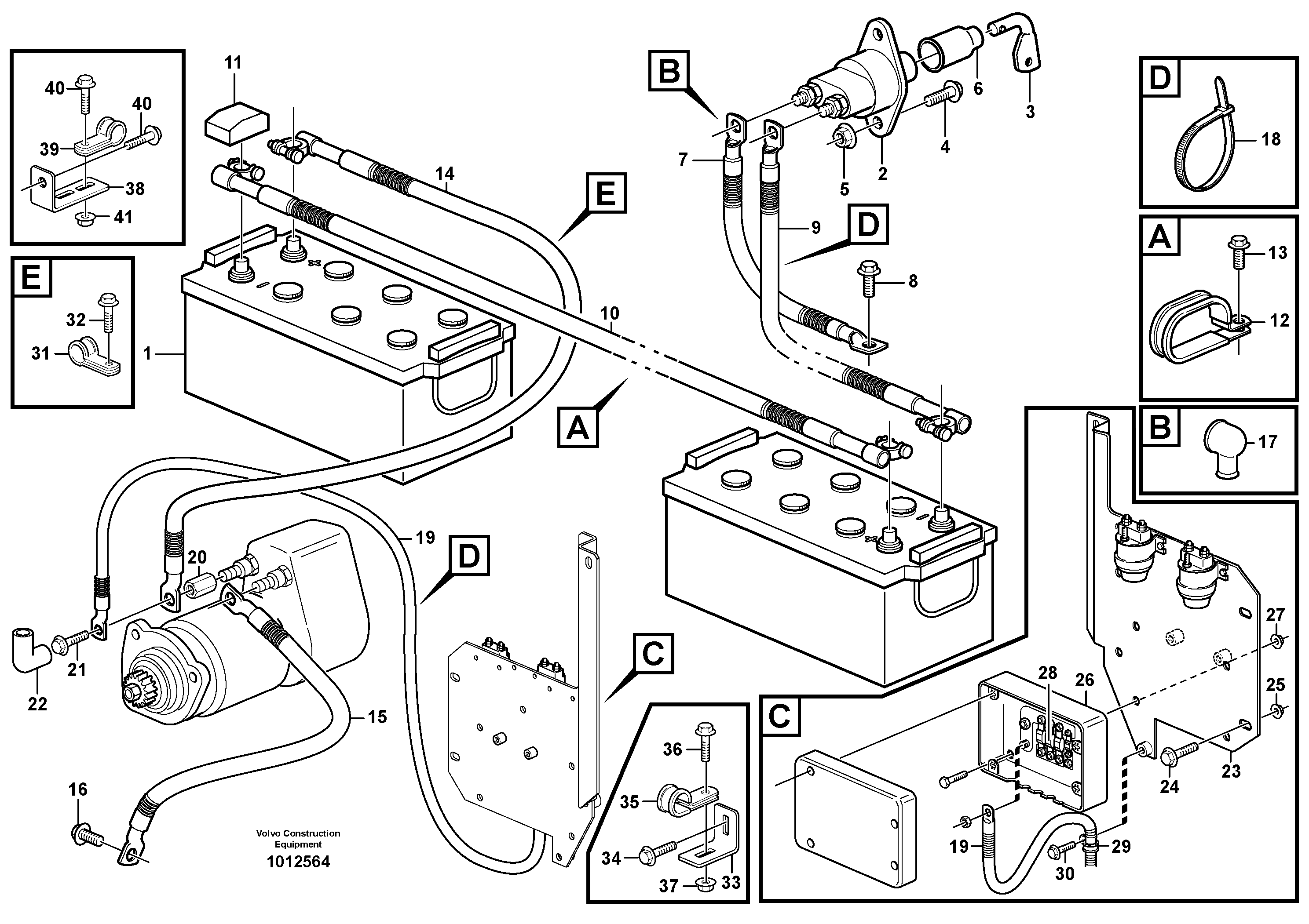 Battery cable and main switch — volvo parts diagram