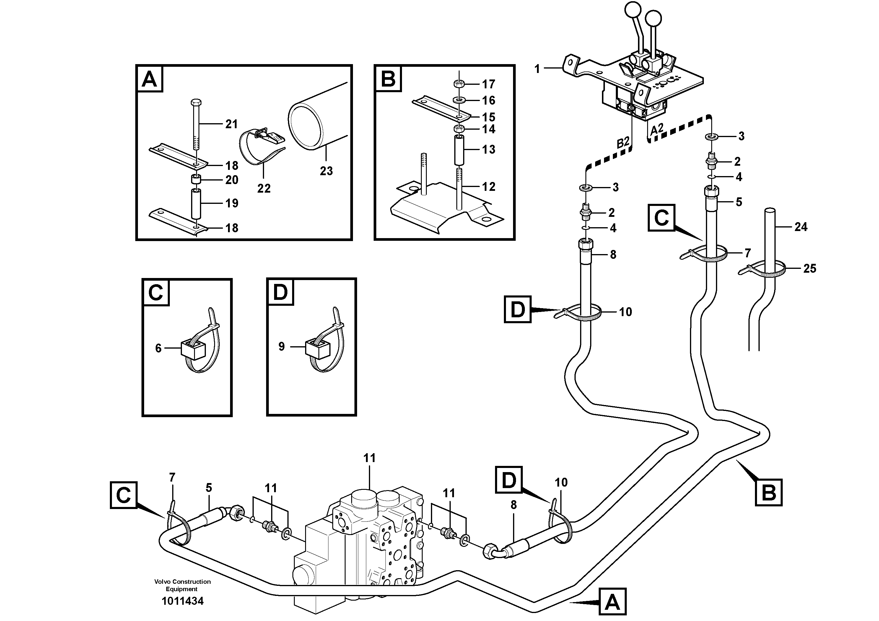 Servo - hydraulic, control lines, tilt — volvo parts diagram