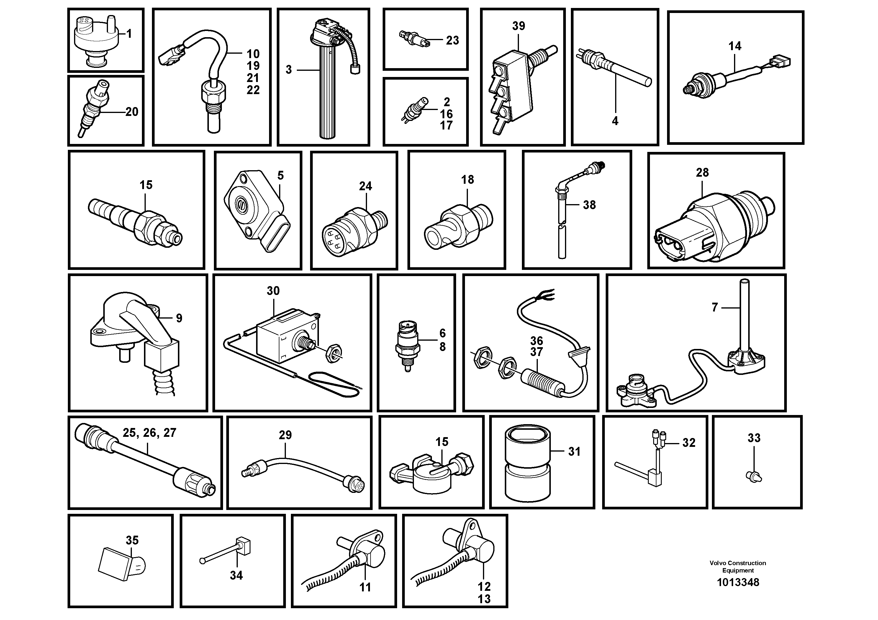 Sensors, reference list — volvo parts diagram
