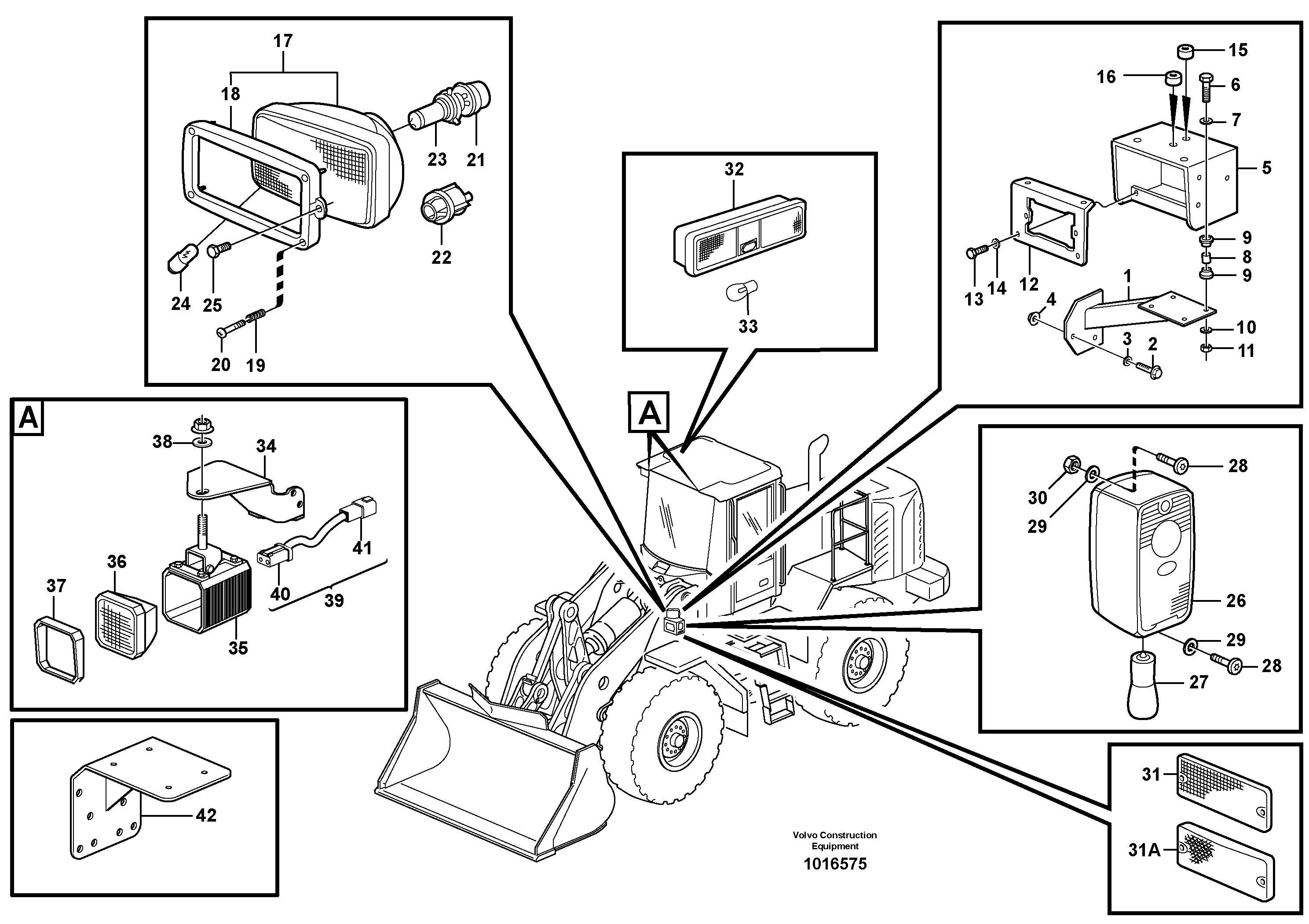 Lighting, front  33516, 33517, 82414, 82235, 82174 — volvo parts diagram