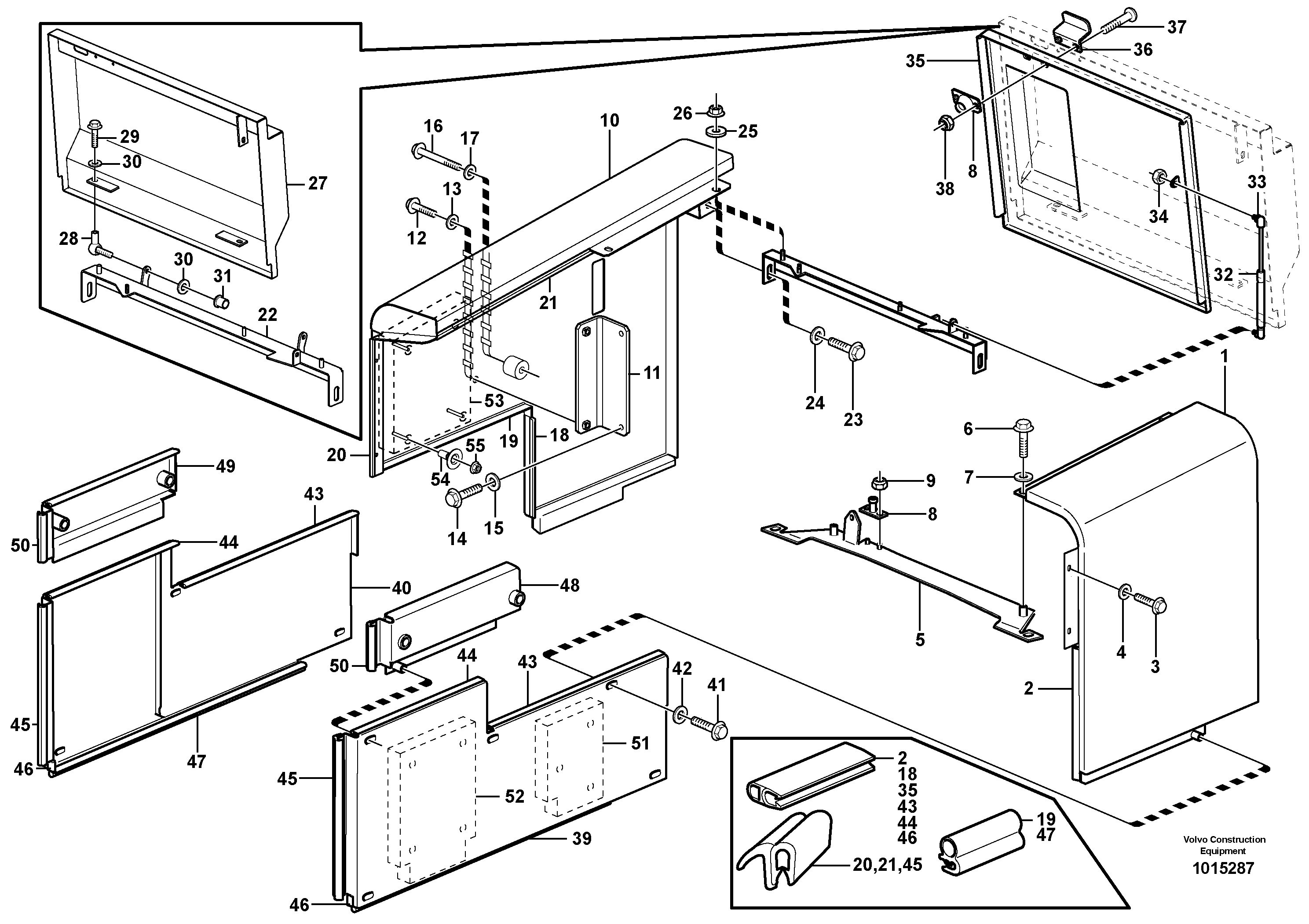 Hatches, hydraulic fluid tank  SER NO 8158 - — volvo parts diagram