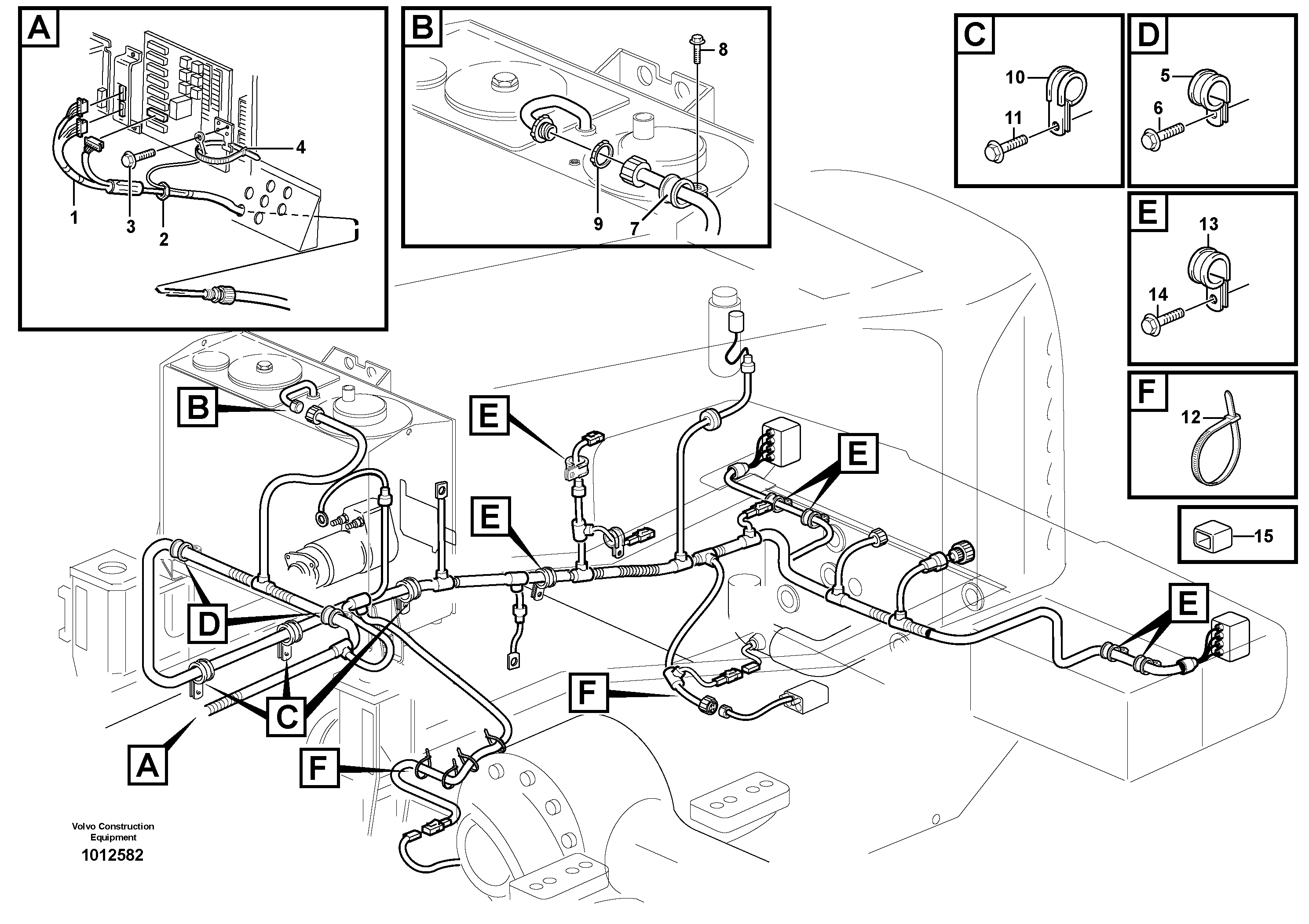 Rear cable harness with assembly parts — volvo parts diagram