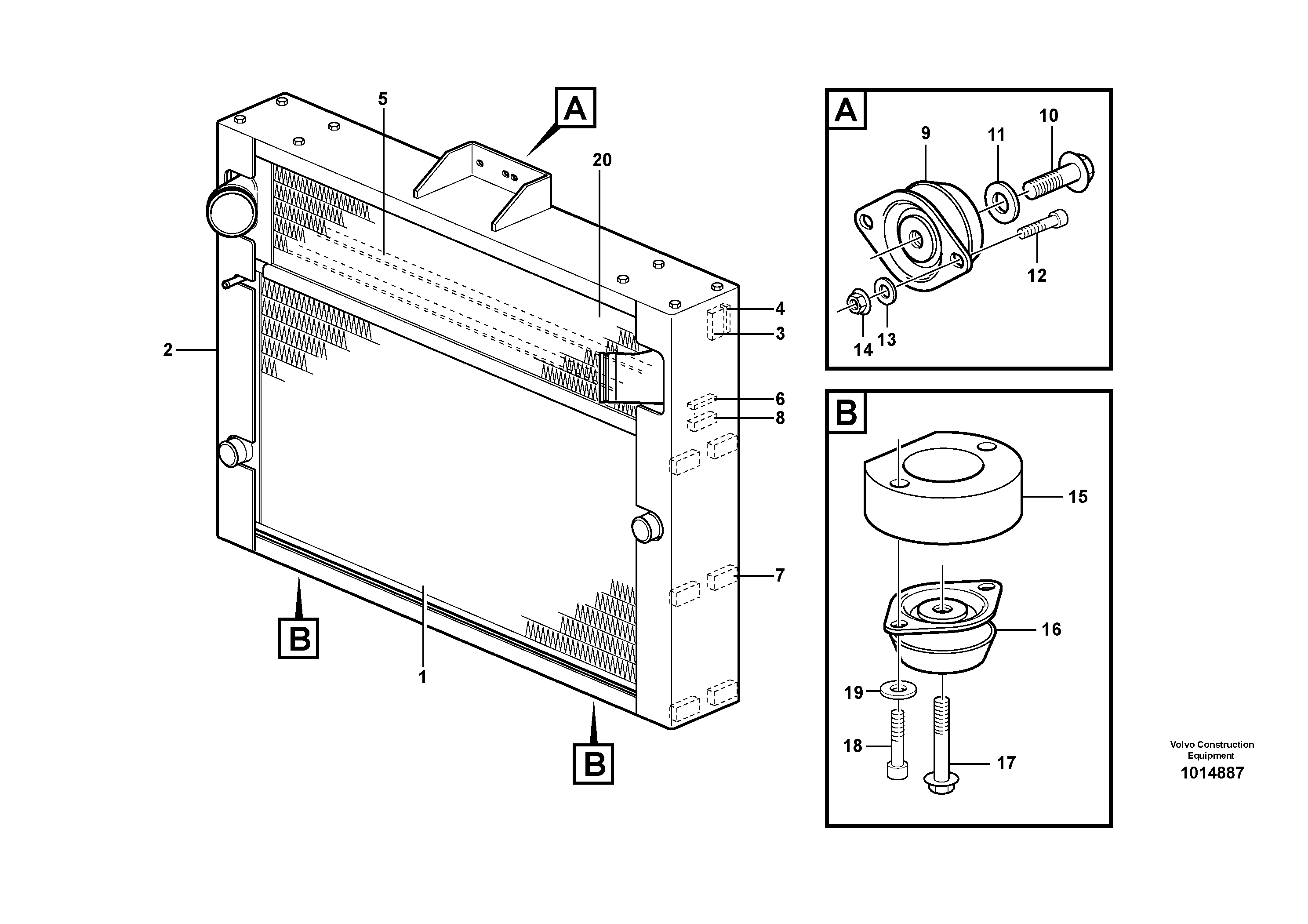 Radiator with fitting parts — volvo parts diagram
