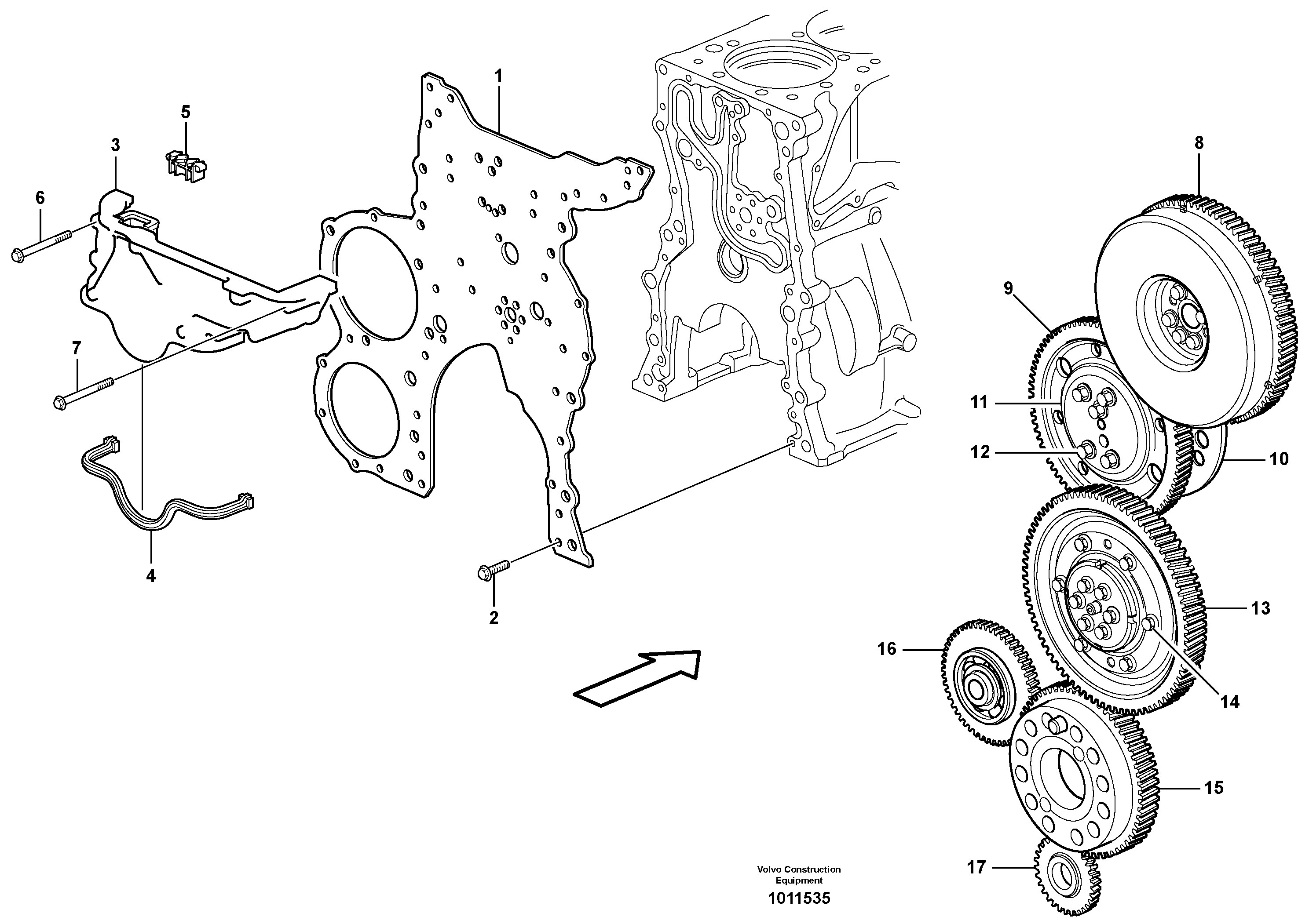 Timing gear casing and gears — volvo parts diagram