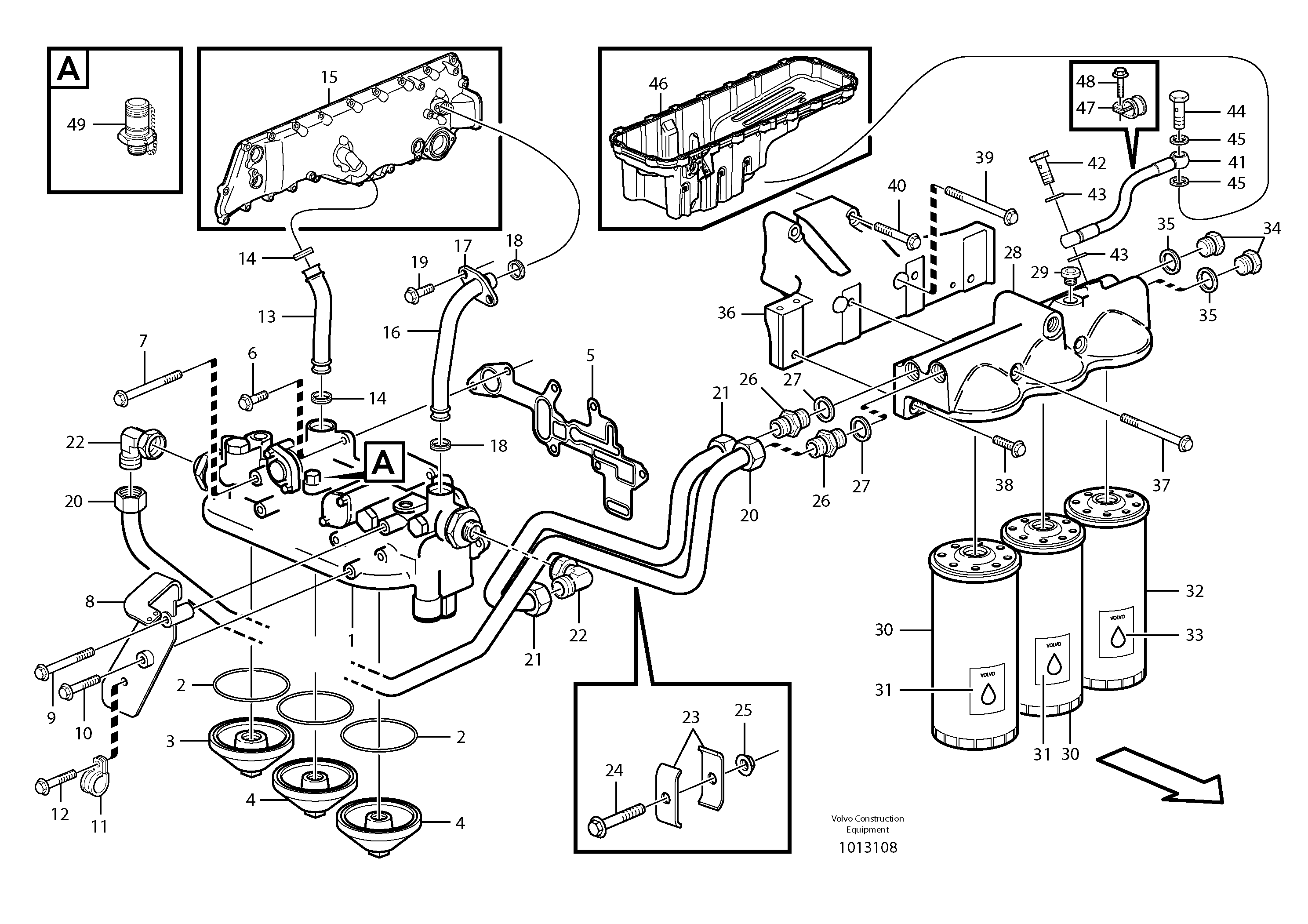 Oil filter with fitting parts — volvo parts diagram