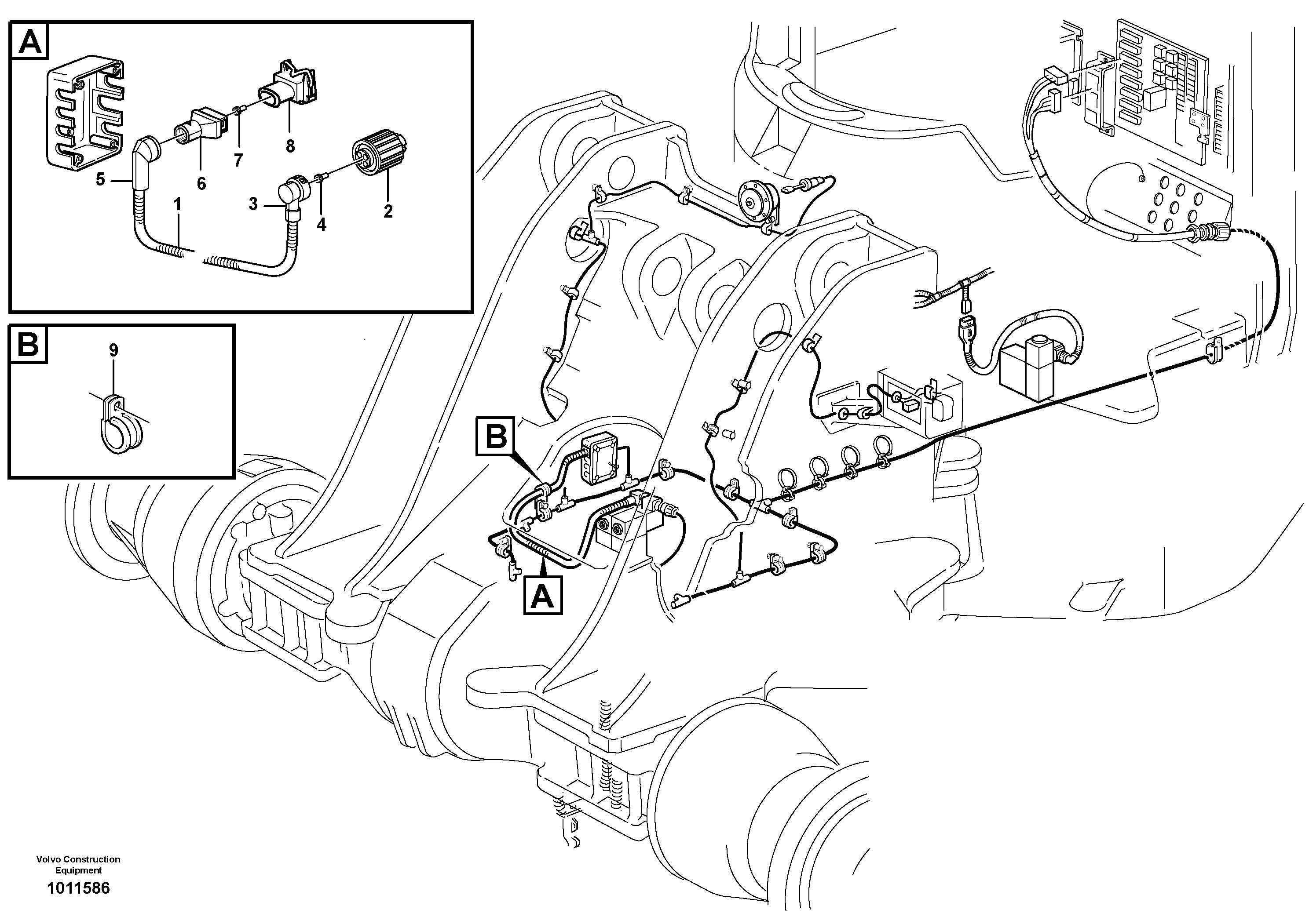 Cable harness, attachmentbracket.  82580, 82581 — volvo parts diagram
