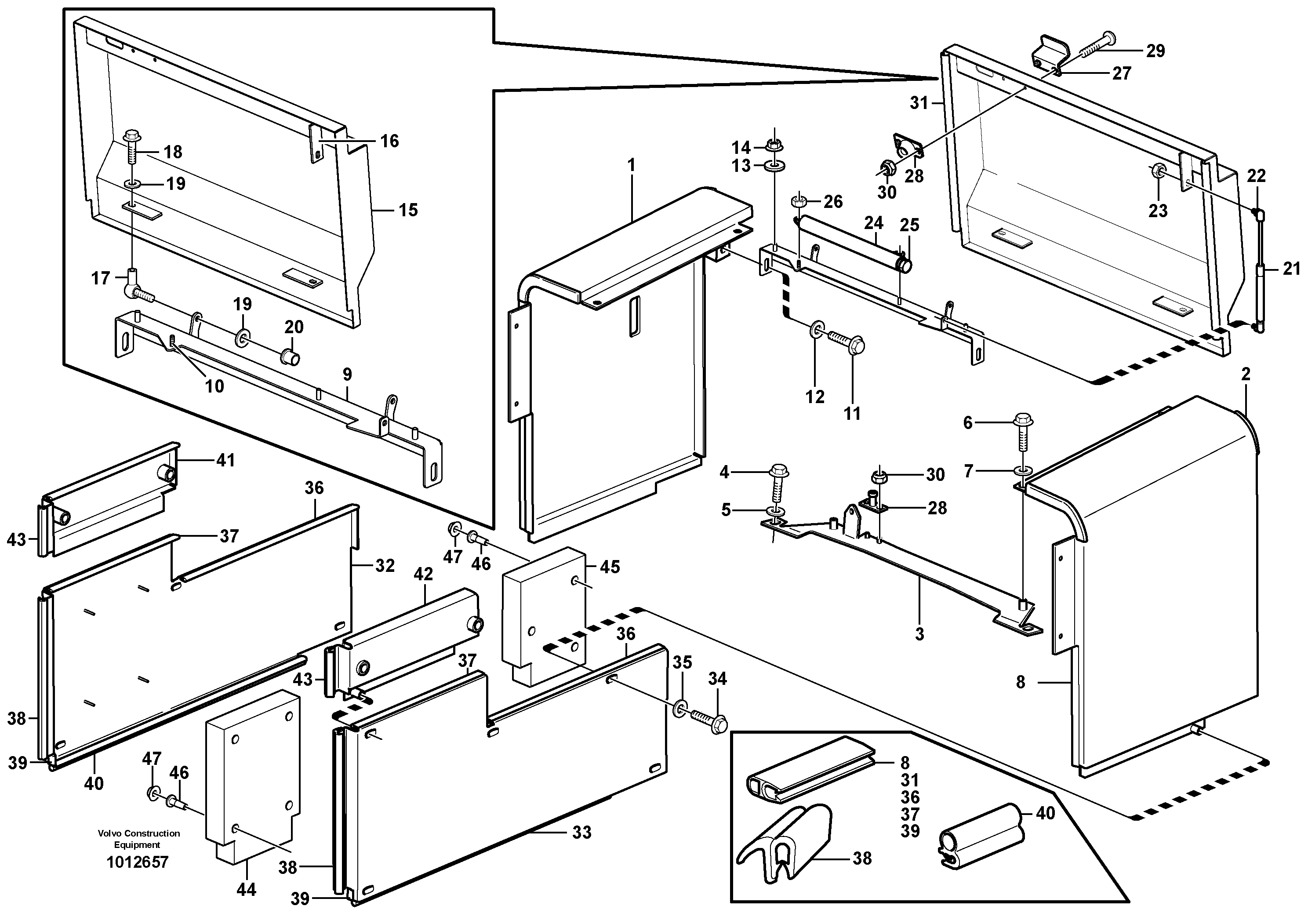 Hatches, hydraulic fluid tank  SER NO - 8157 — volvo parts diagram