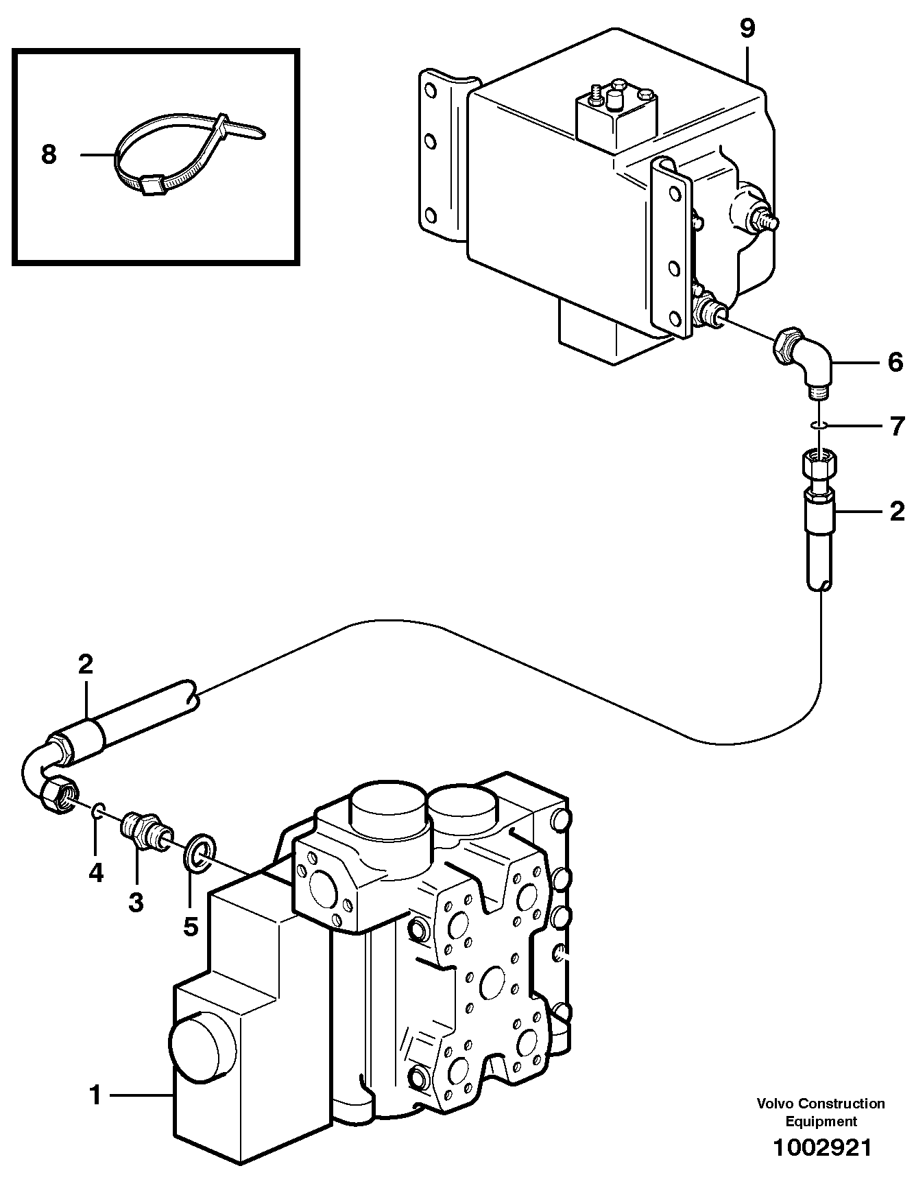 Load sensing line, 3rd and 4th function.  80795, 80907, 82184 — volvo parts diagram