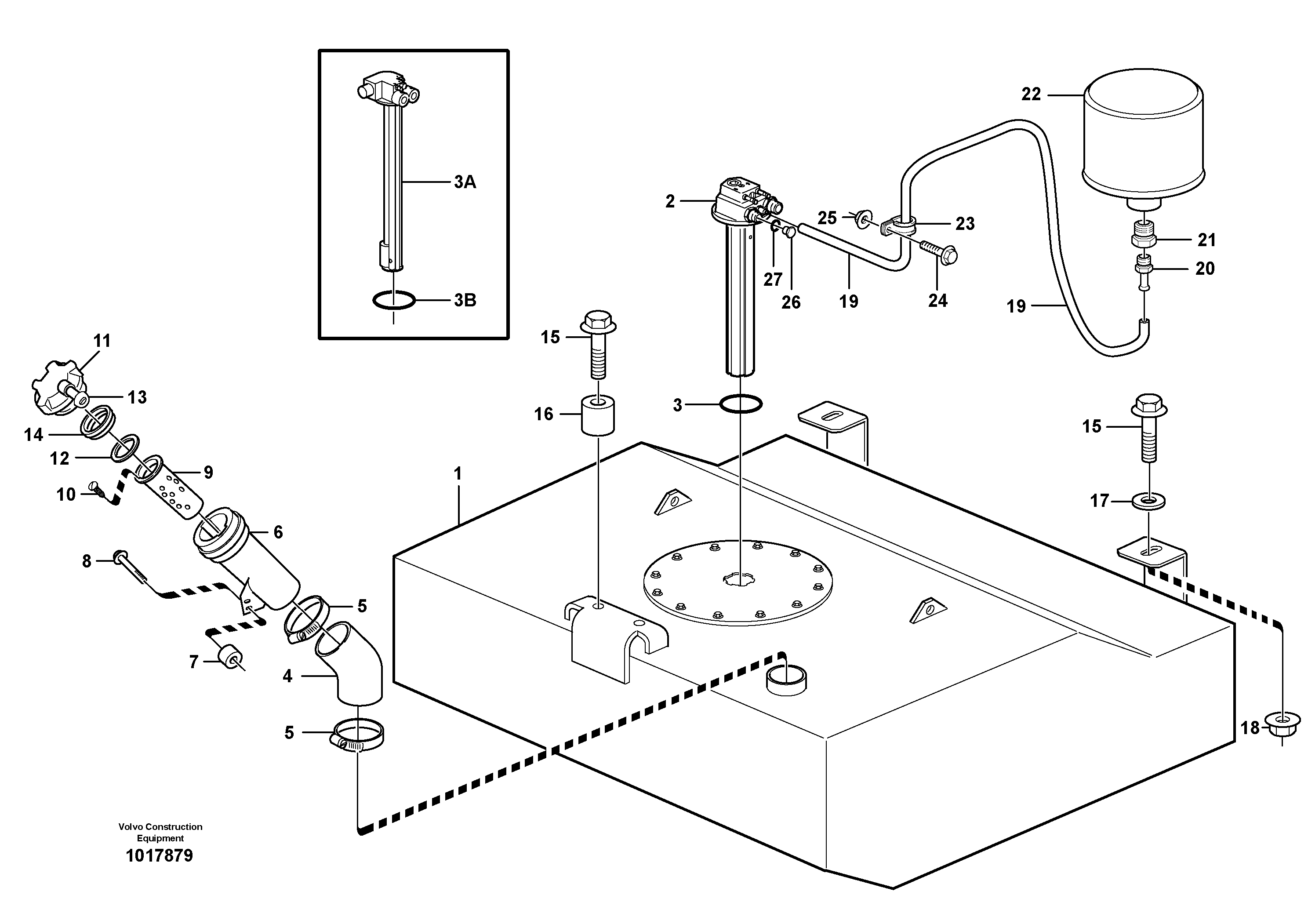 Fuel tank with fitting parts — volvo parts diagram