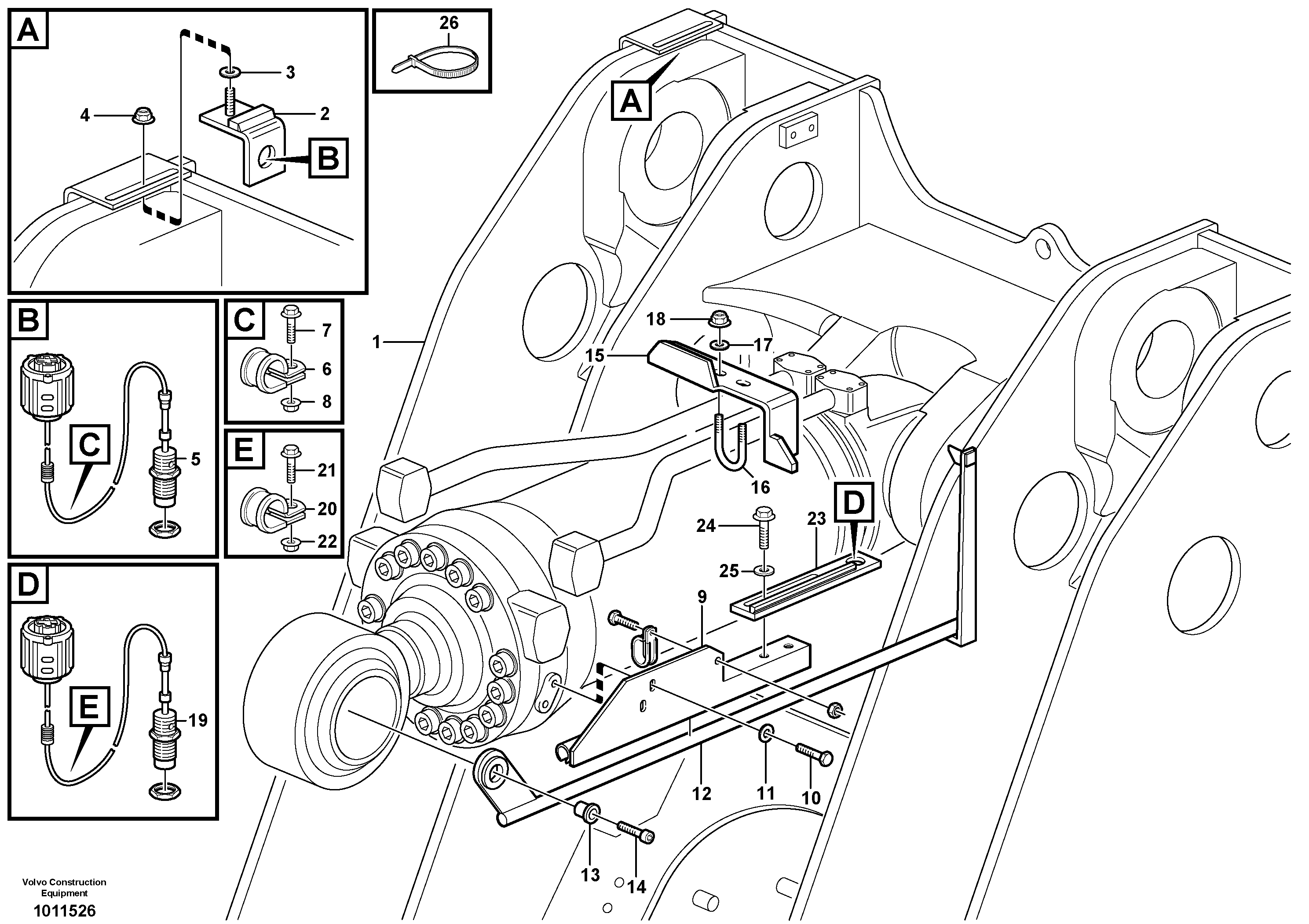 Bucket positioner and boom kickout — volvo parts diagram