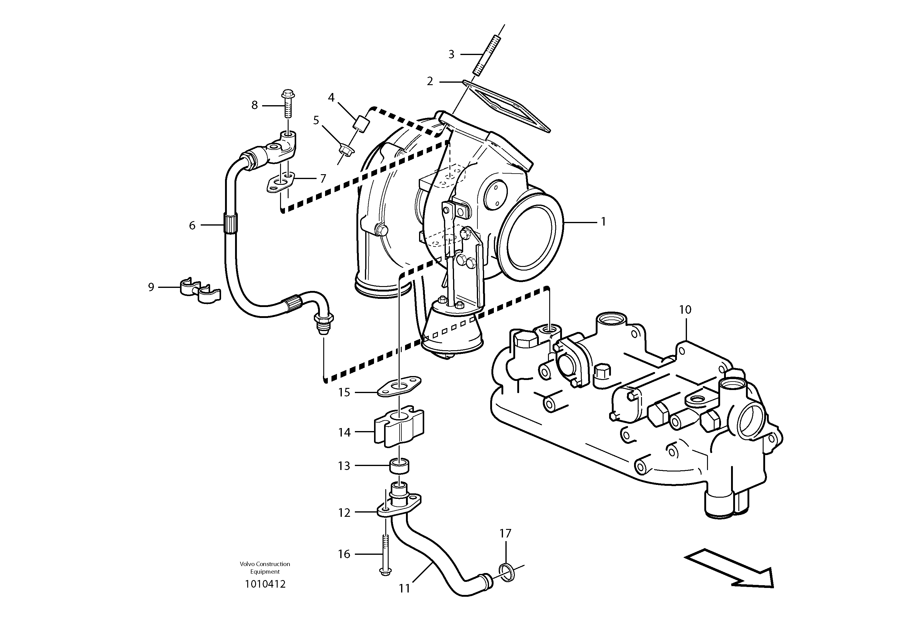 Turbocharger with fitting parts — volvo parts diagram