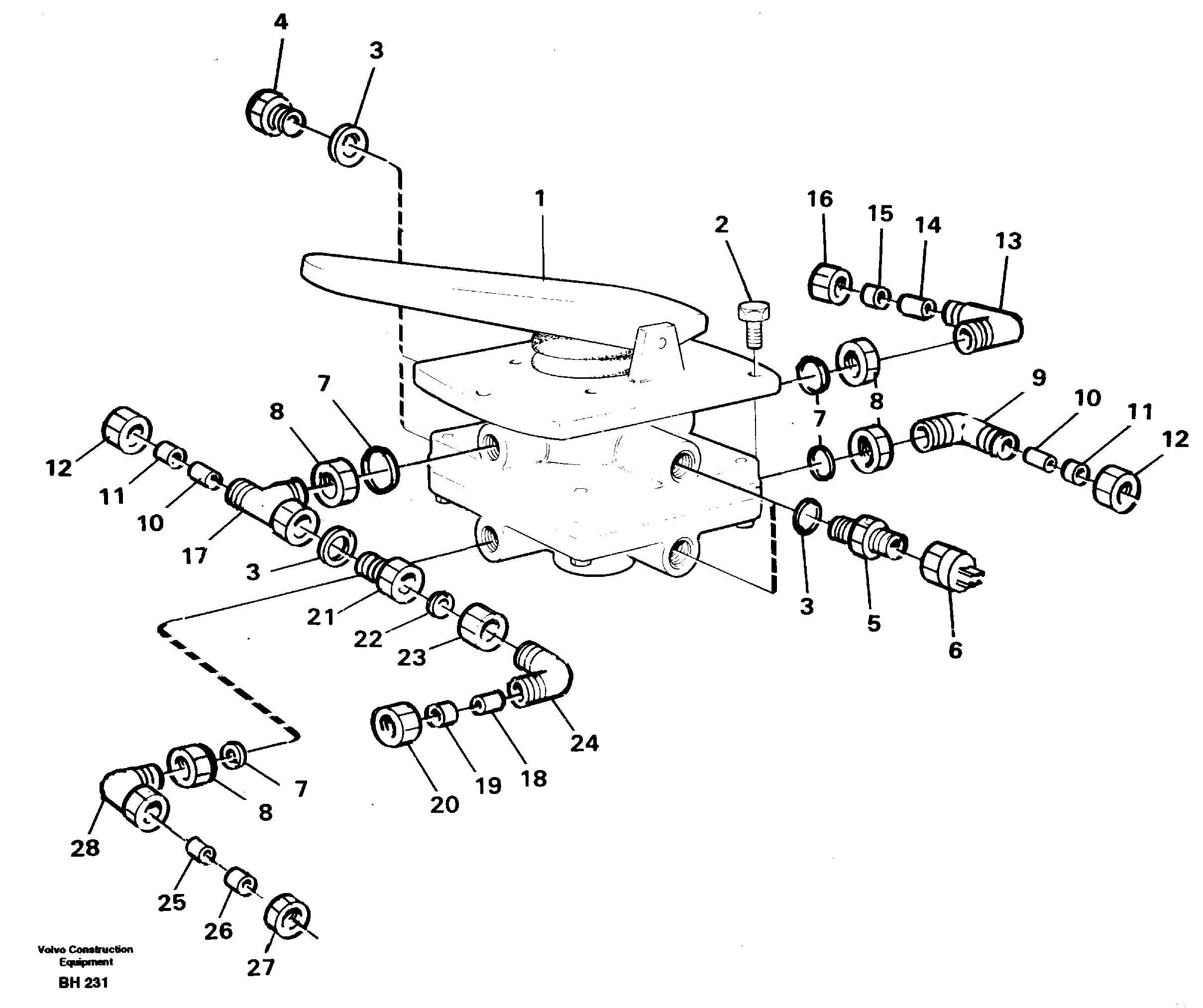 Footbrake valve with mountings — volvo parts diagram