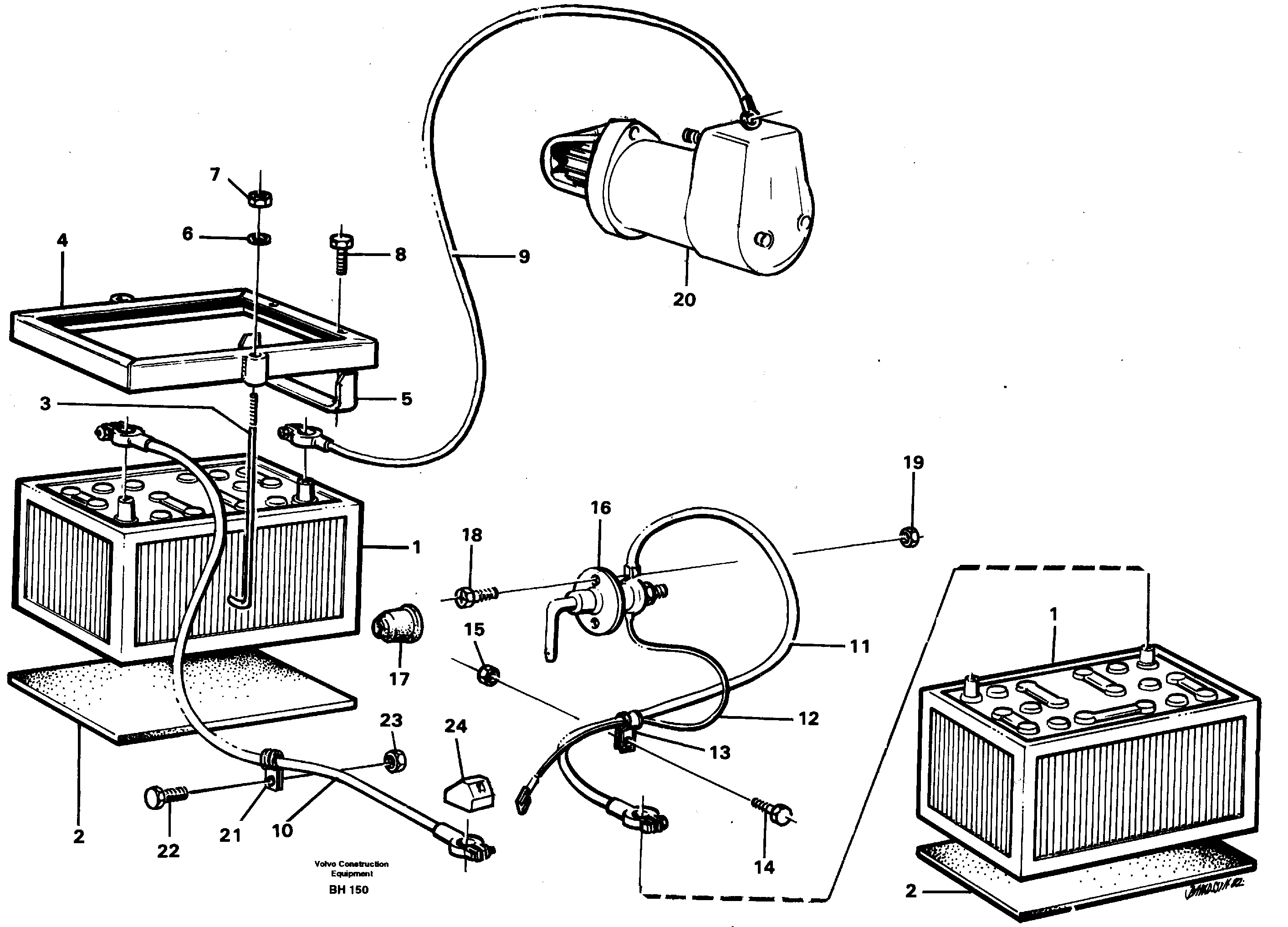 Battery with assembling details — volvo parts diagram