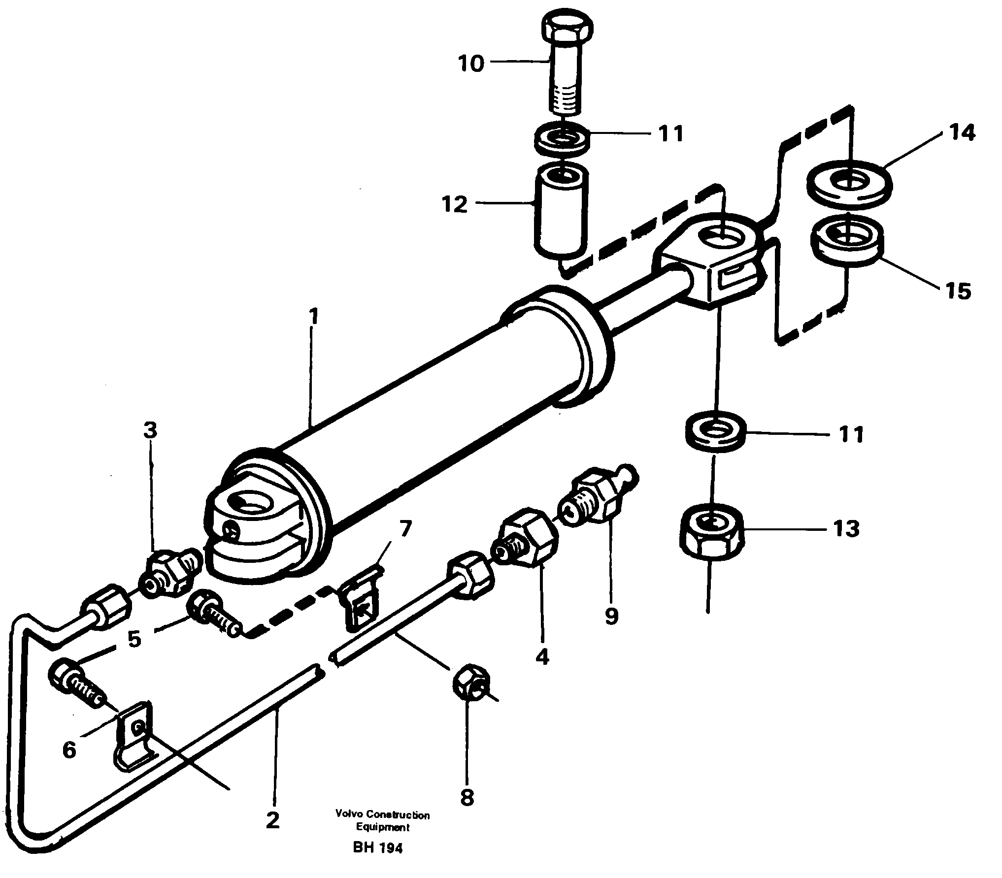 Steering cylinder with fitting parts — volvo parts diagram