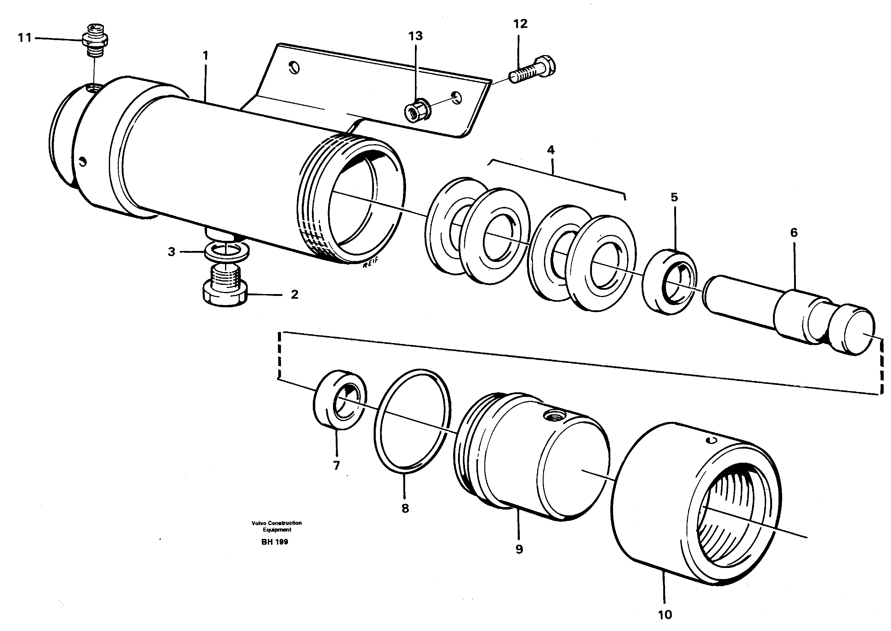 Damping cylinder with fitting parts — volvo parts diagram