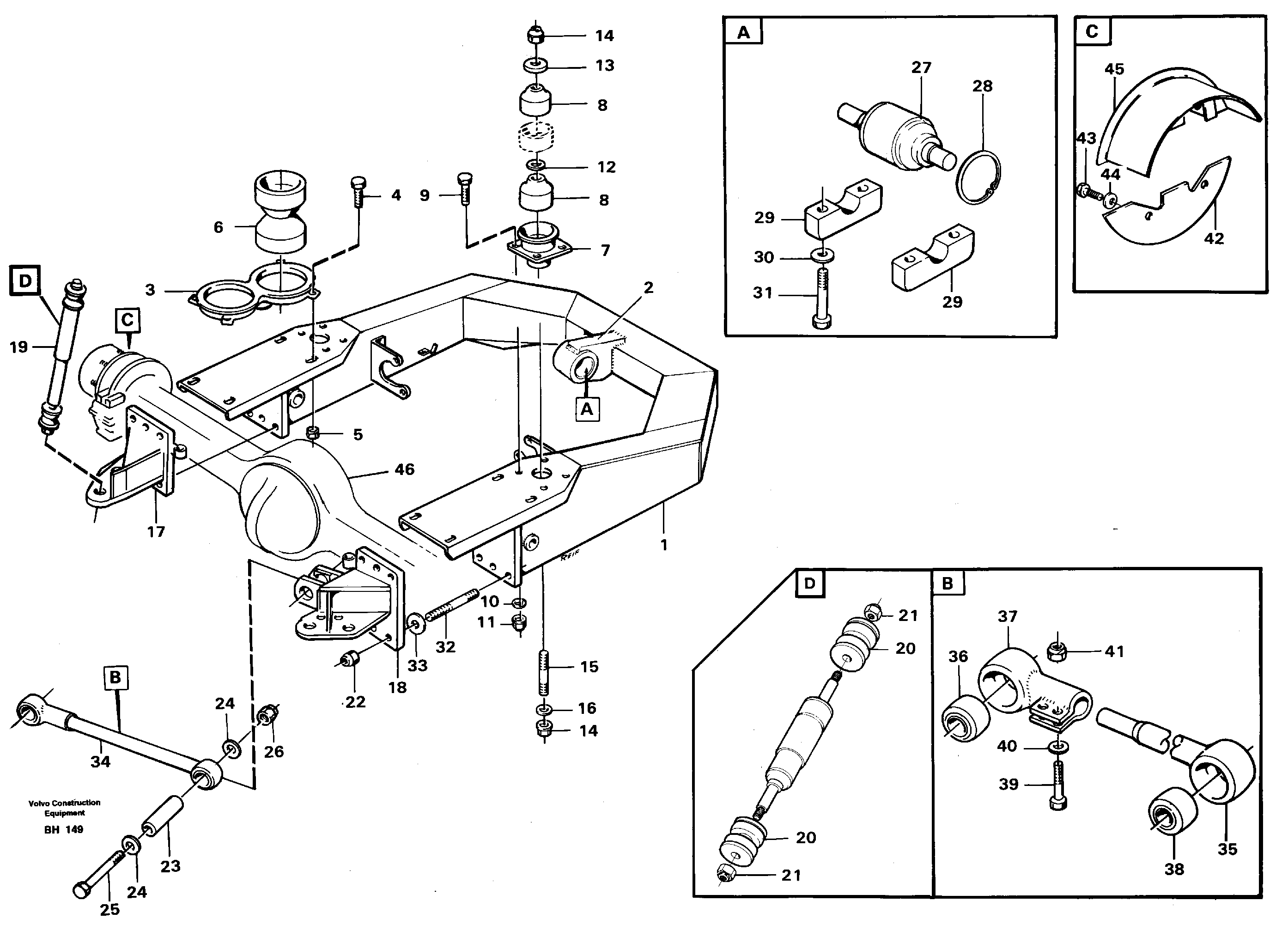 Front axle suspension — volvo parts diagram
