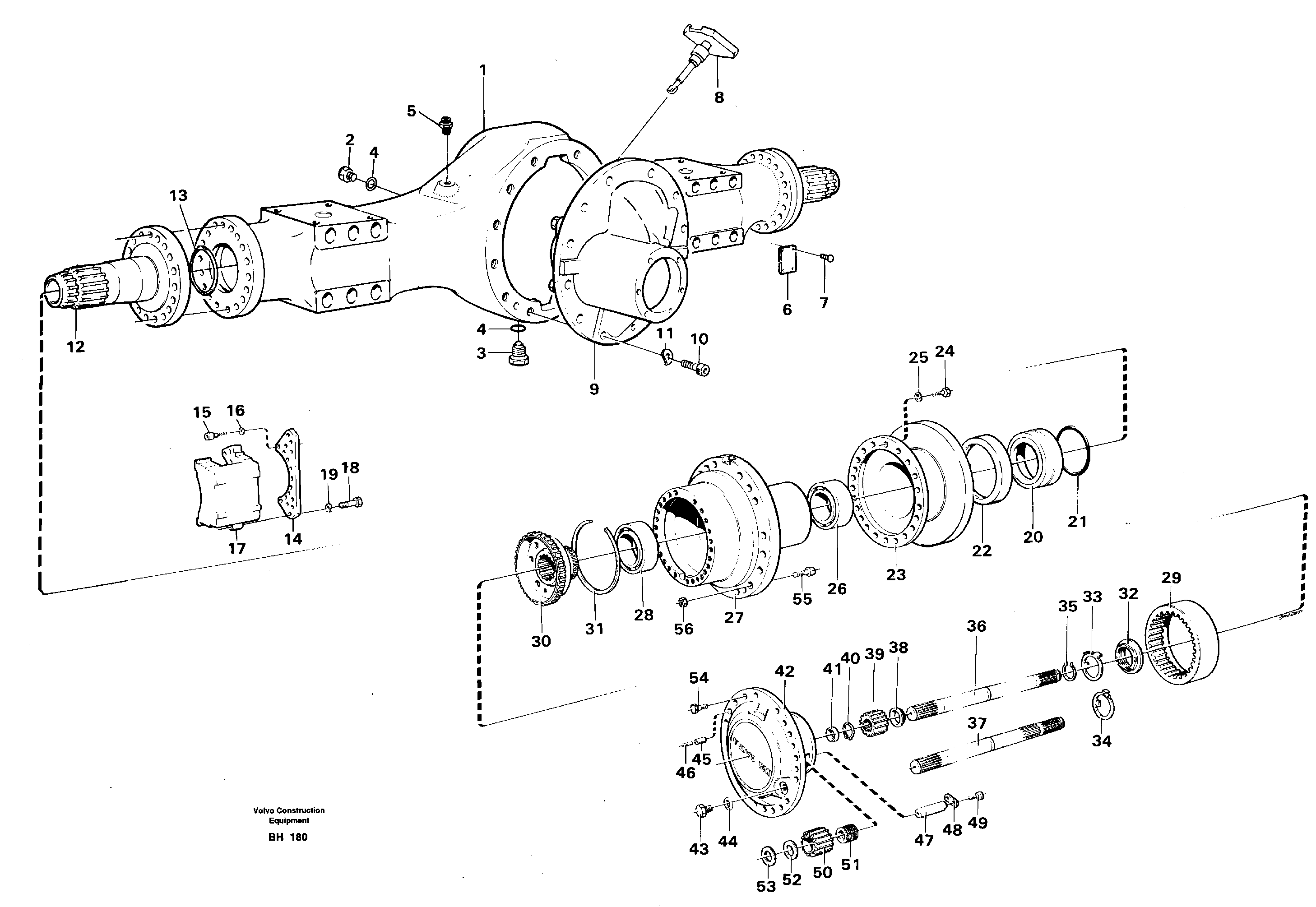 Planetary axle, front 23549, AH54E — volvo parts diagram