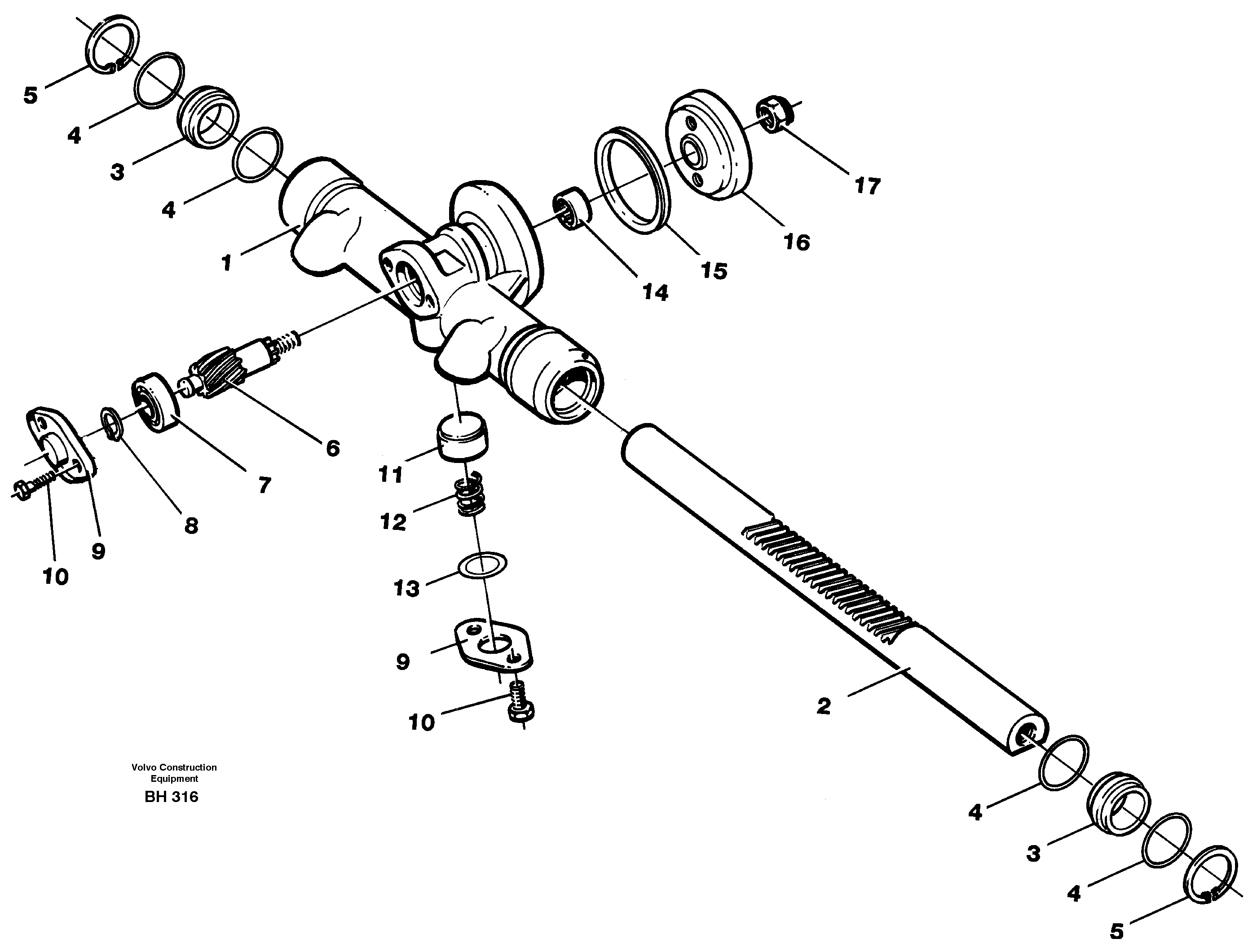 Rack gear  SER NO 3040 - — volvo parts diagram