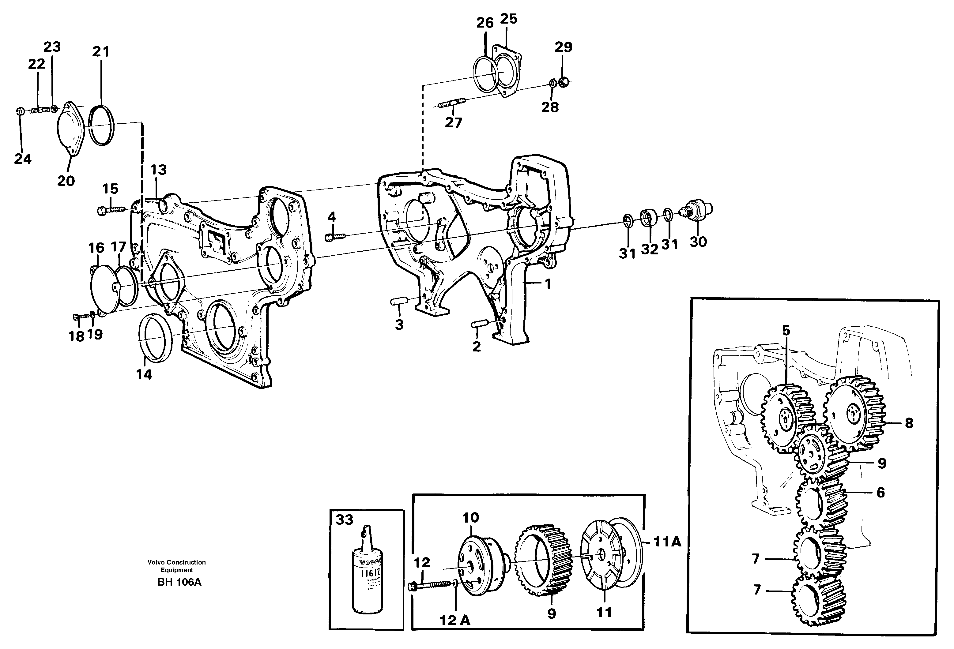 Timing gear casing — volvo parts diagram