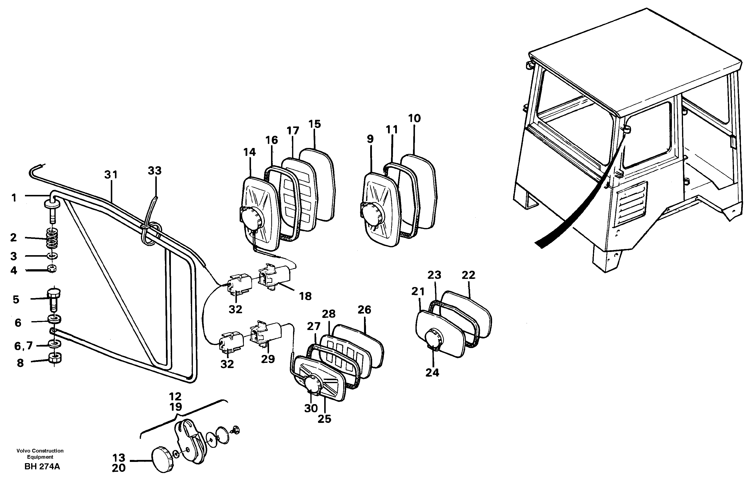 Rear view mirror — volvo parts diagram