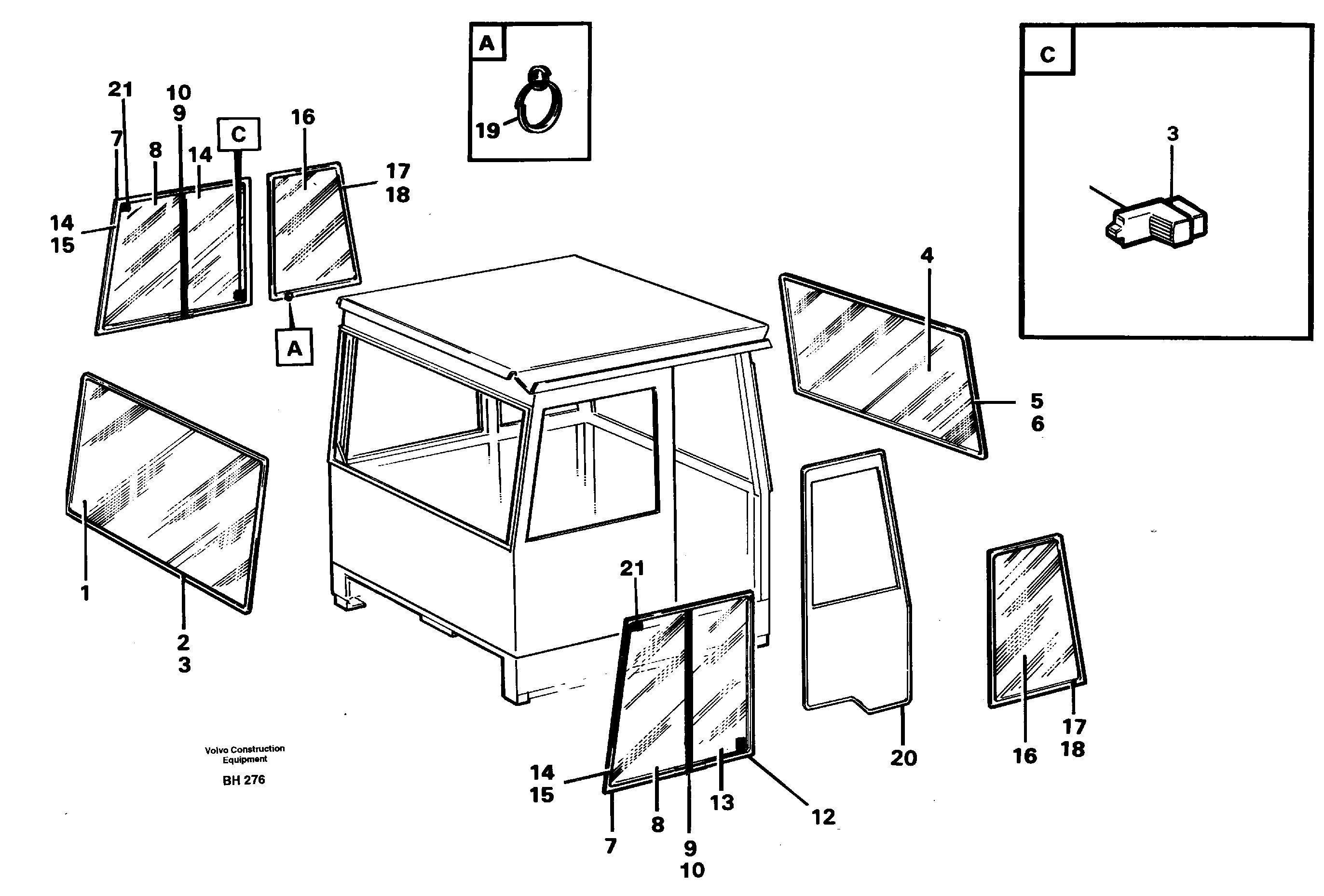 Glass panes — volvo parts diagram