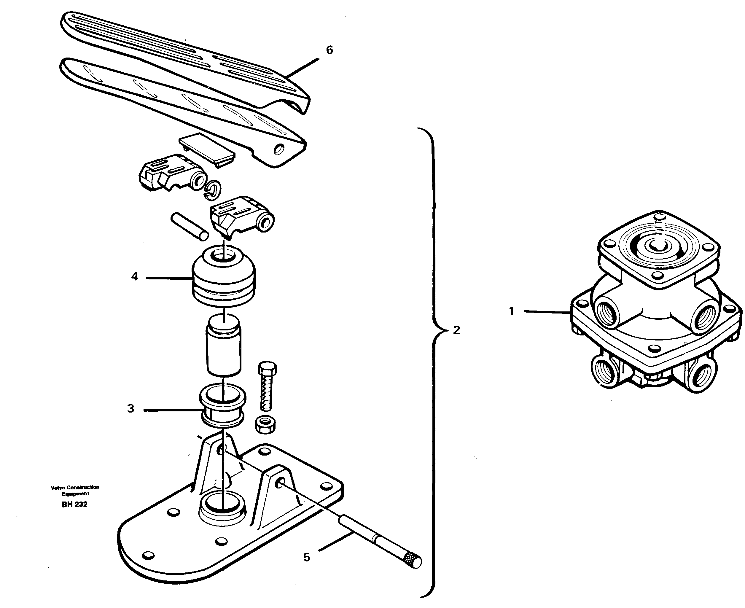 Footbrake valve — volvo parts diagram