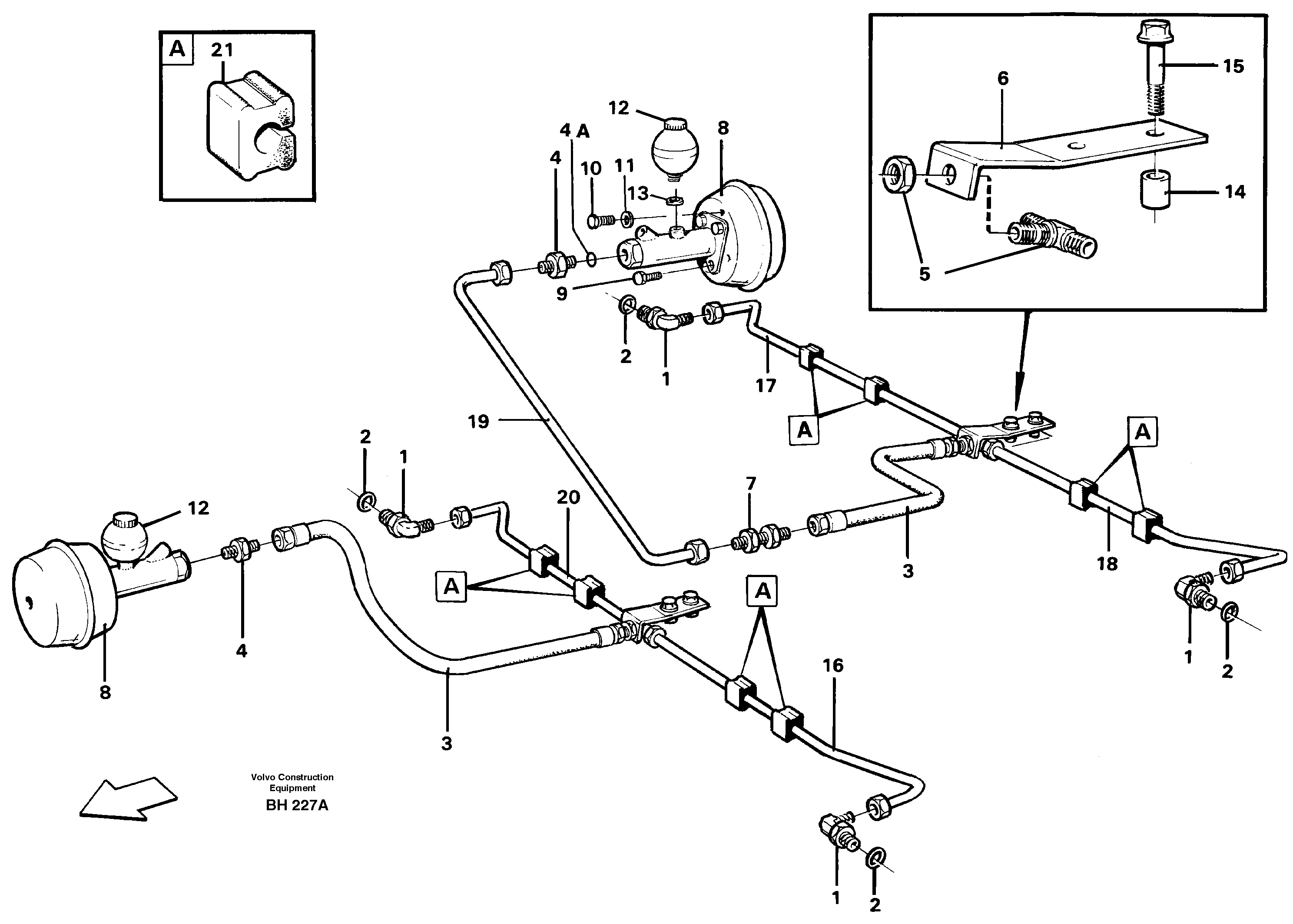 Hydraulic brake-system trailer — volvo parts diagram