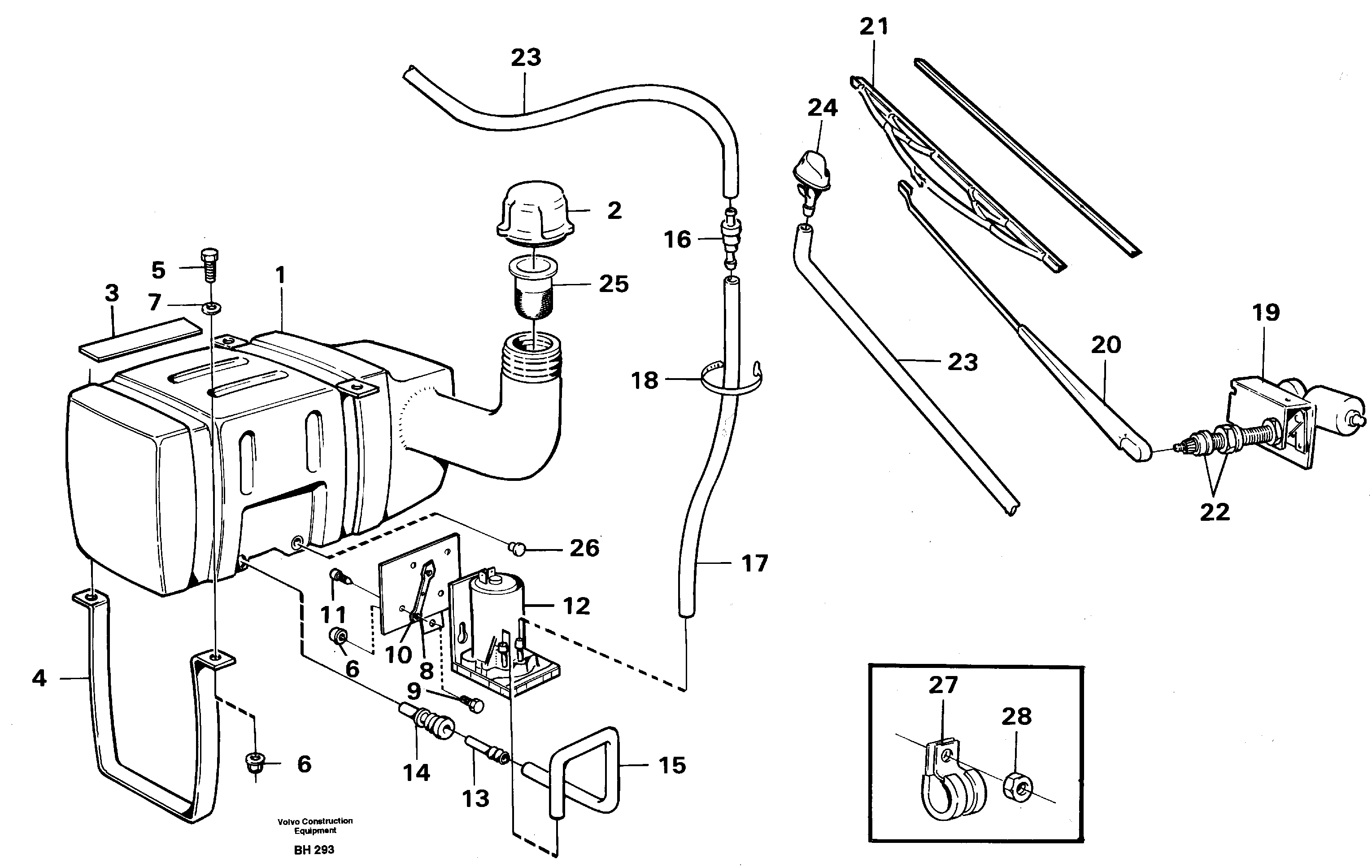 Windscreen washer and wiper — volvo parts diagram