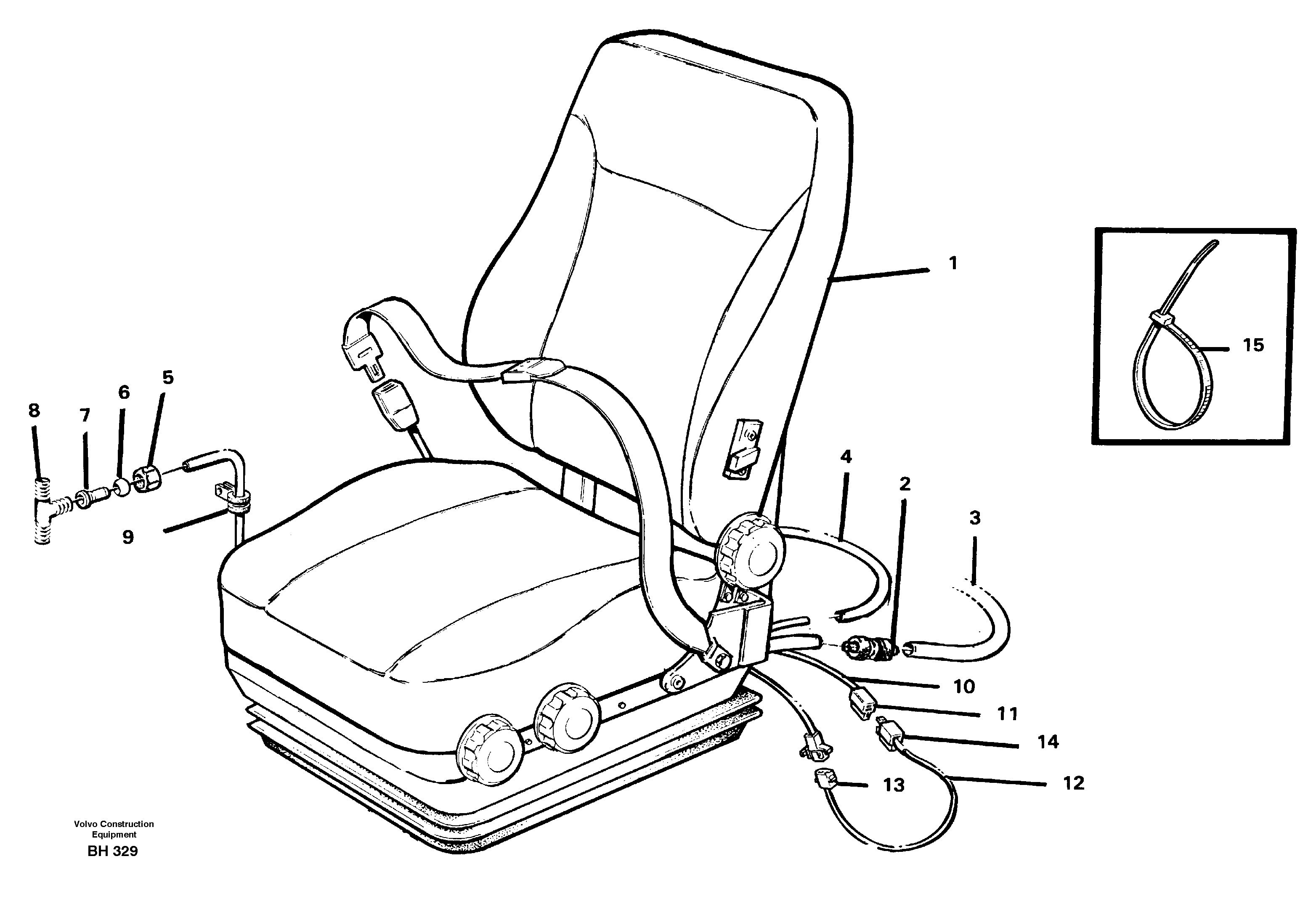 Operator's seat, heated, air suspensioned. 92174, 93222 — volvo parts diagram