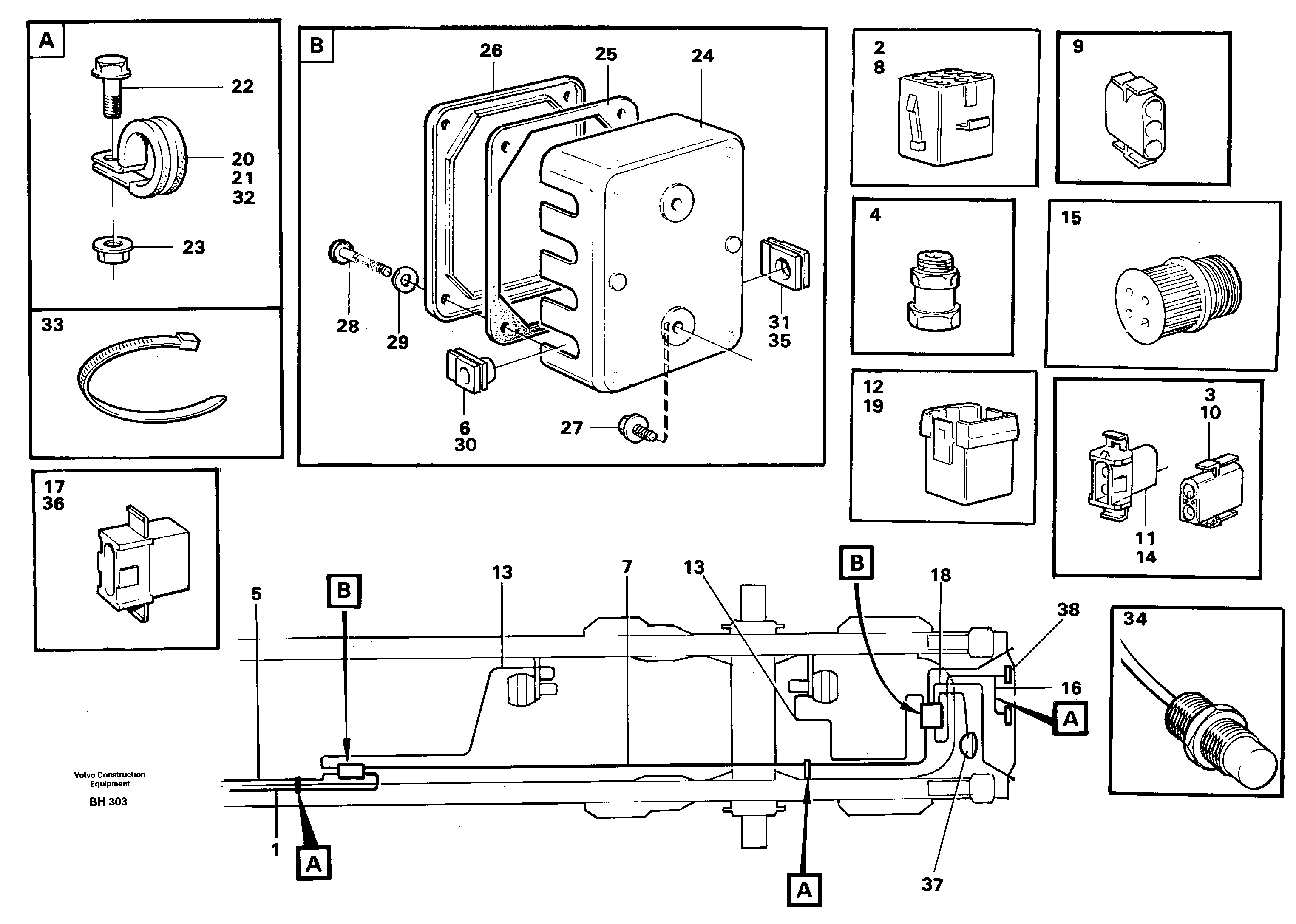 Cable harnesses, rear — volvo parts diagram