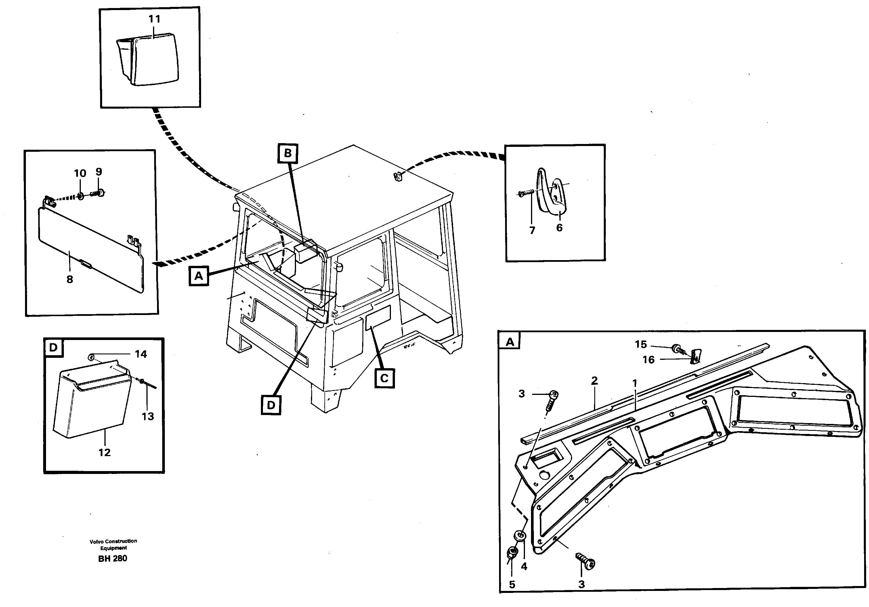 Instrument panel, sun visor — volvo parts diagram