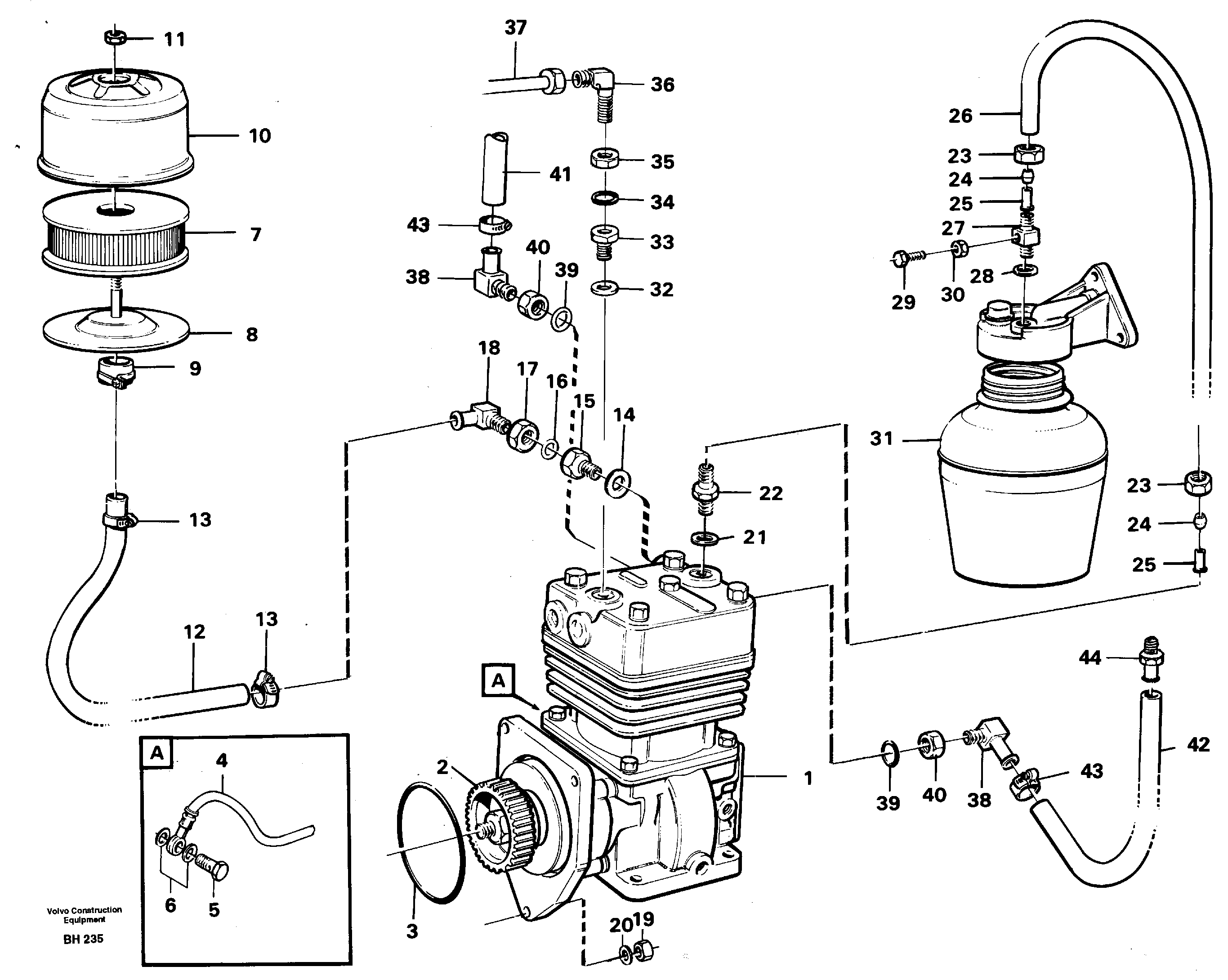 Air-compressor with fitting parts — volvo parts diagram