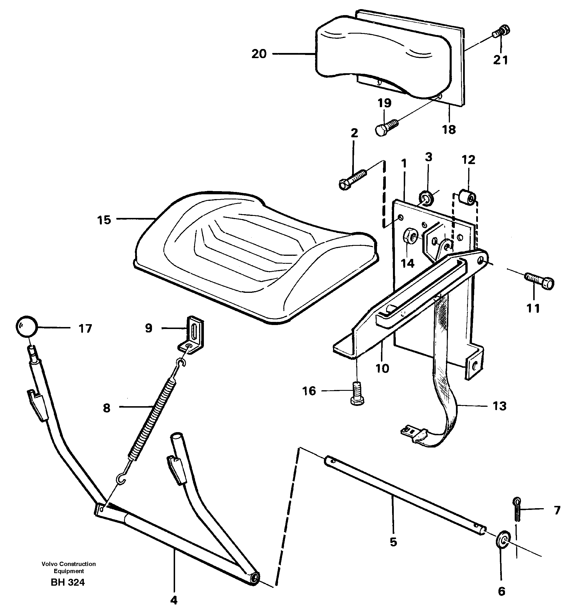 Folding seat 93064 — volvo parts diagram