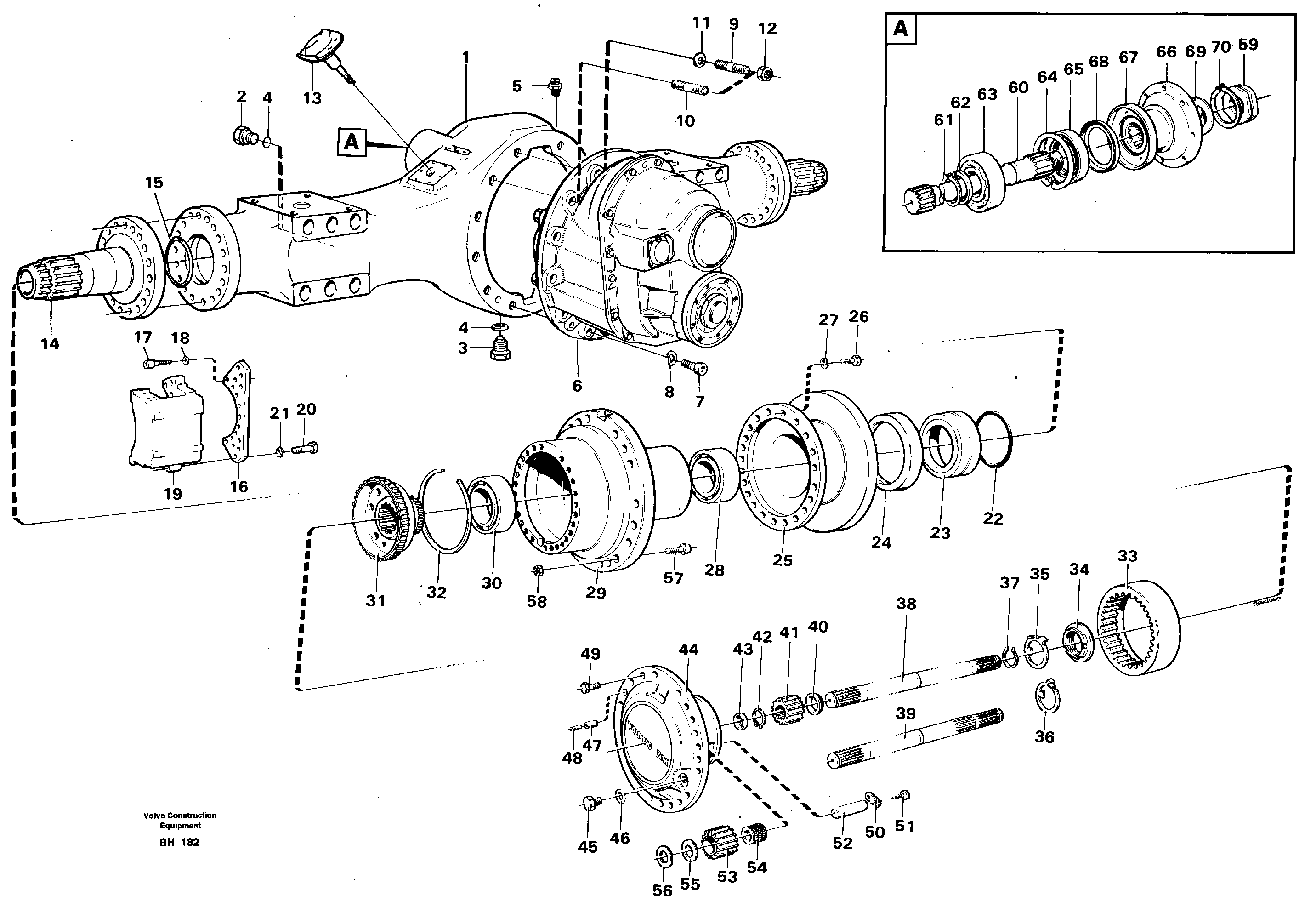 Planet axle, rear 23537, AH54C — volvo parts diagram