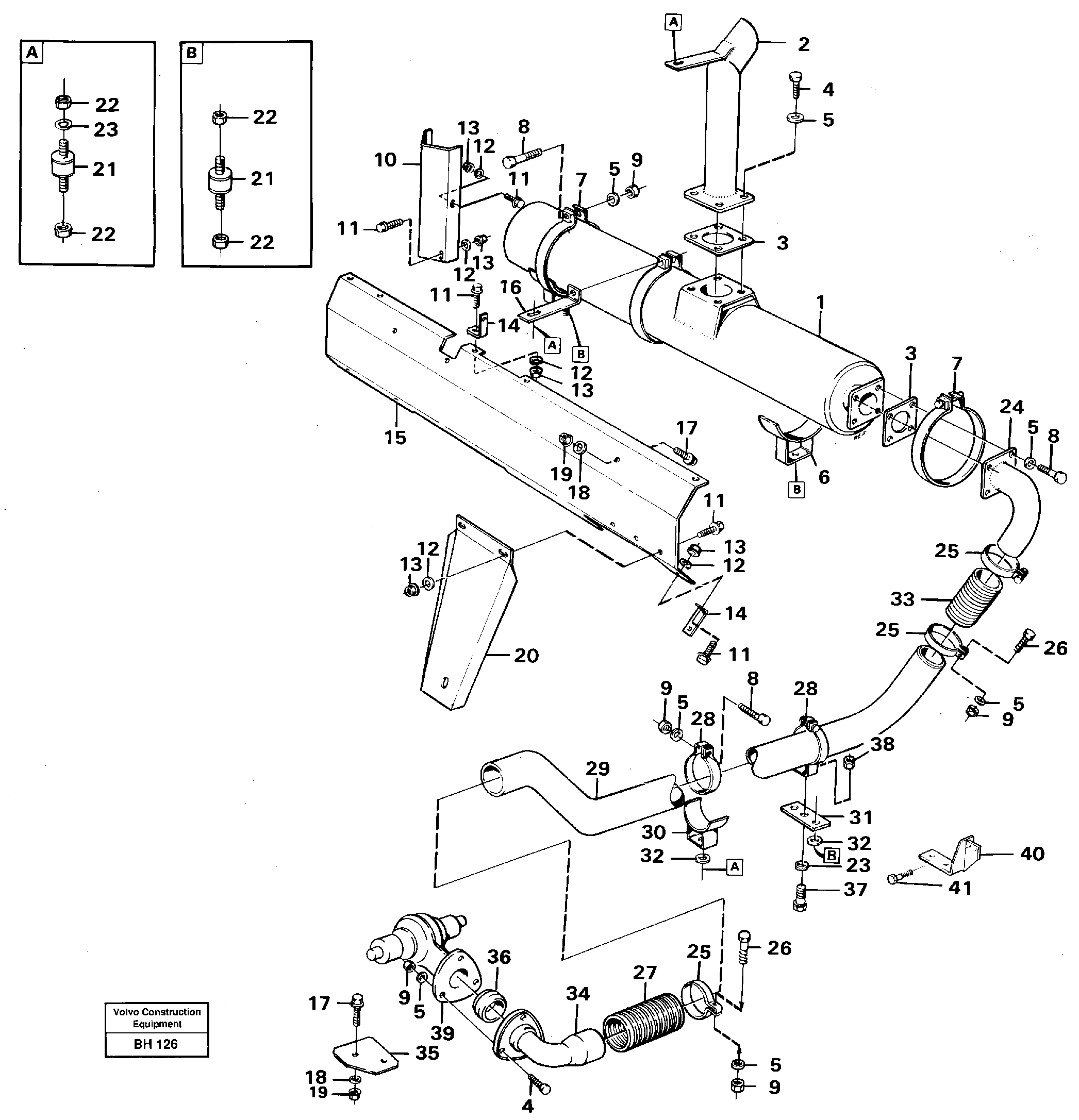 Exhaust system — volvo parts diagram