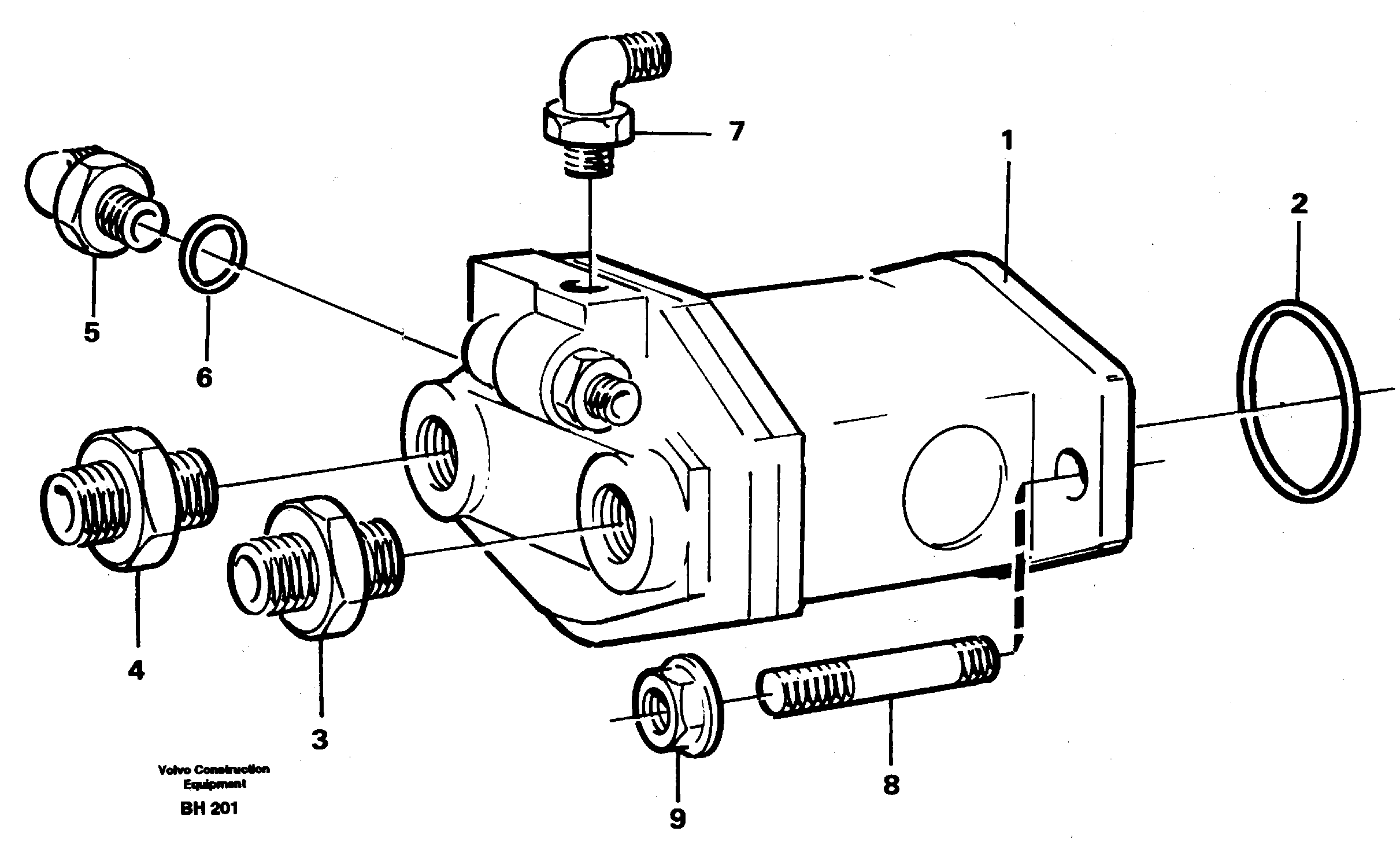 Hydraulic pump with fitting parts — volvo parts diagram
