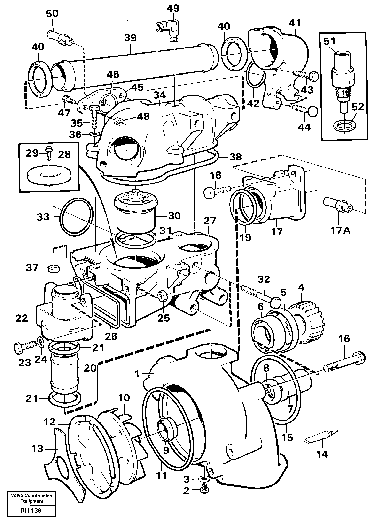 Water pump and thermostat housing — volvo parts diagram
