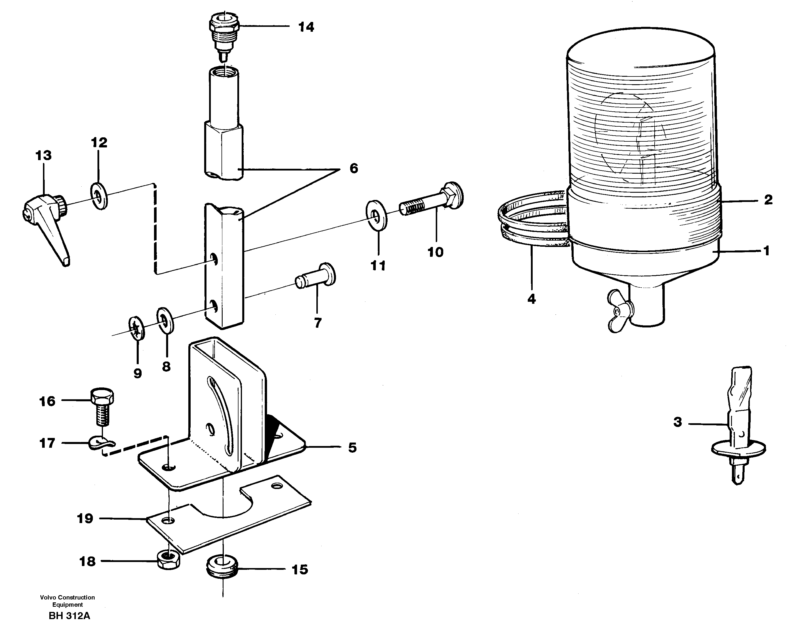 Rotating beacon 91897 — volvo parts diagram