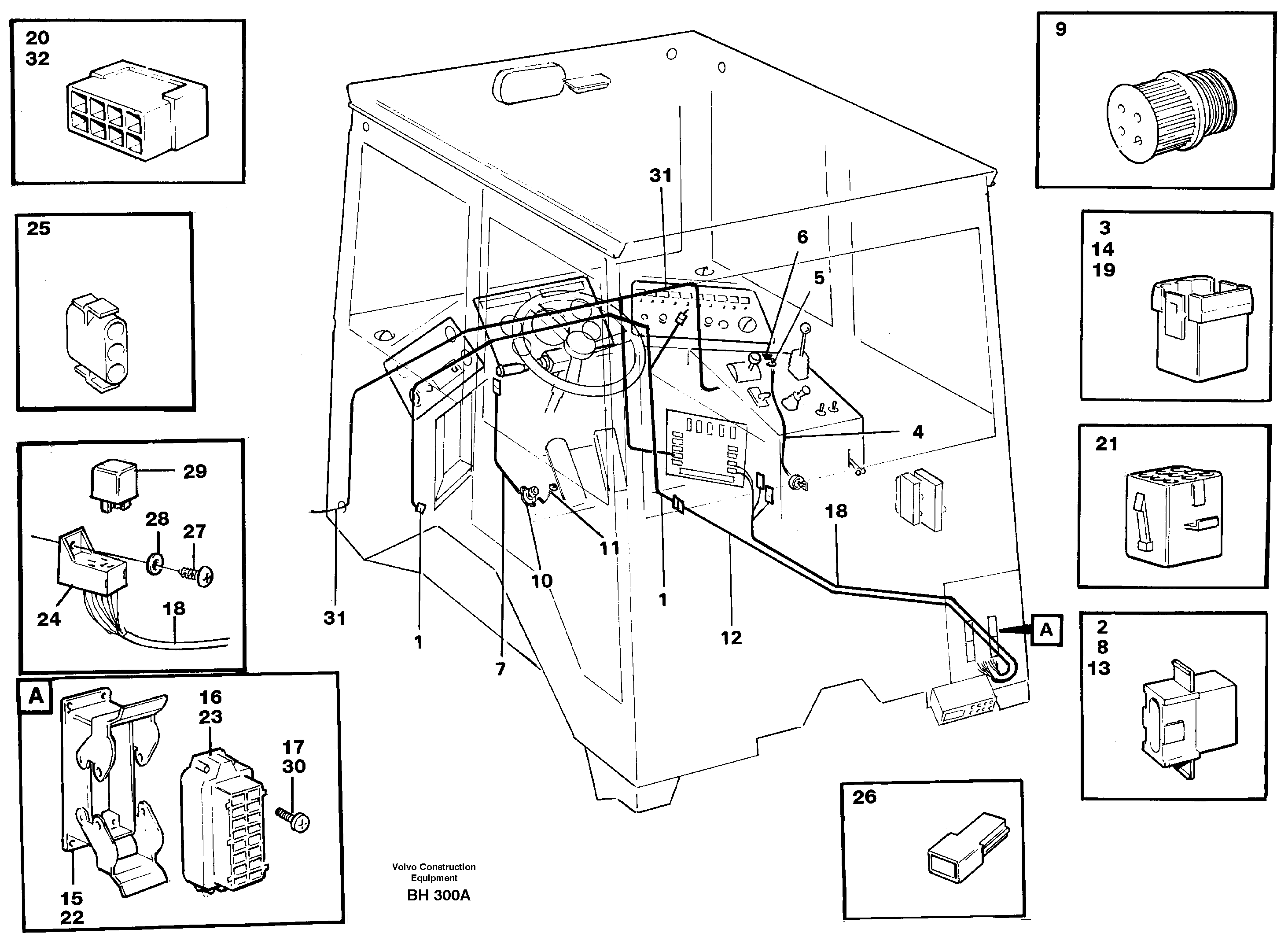 Cable harnesses, cab — volvo parts diagram
