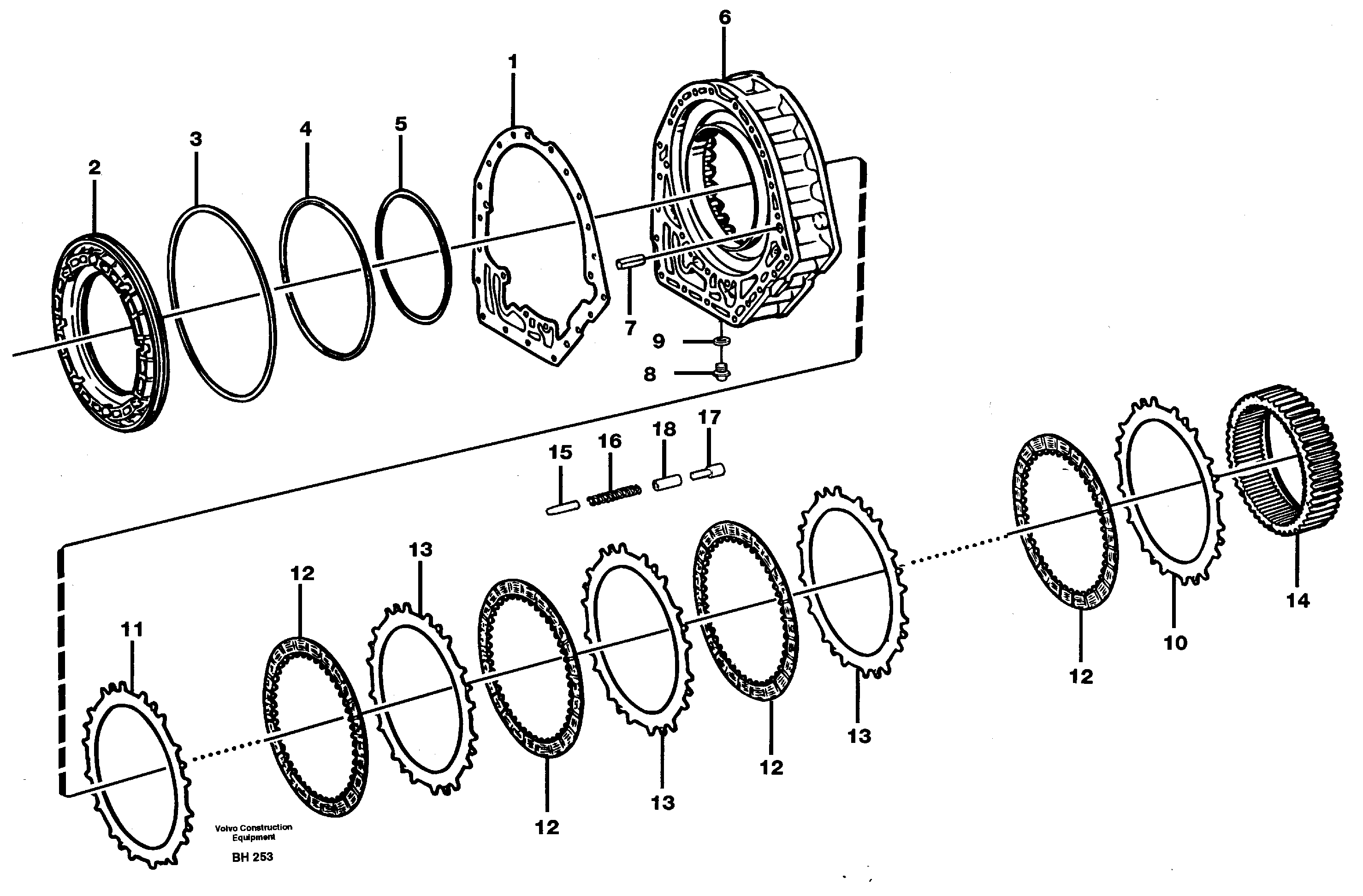 Centre housing and brake G — volvo parts diagram