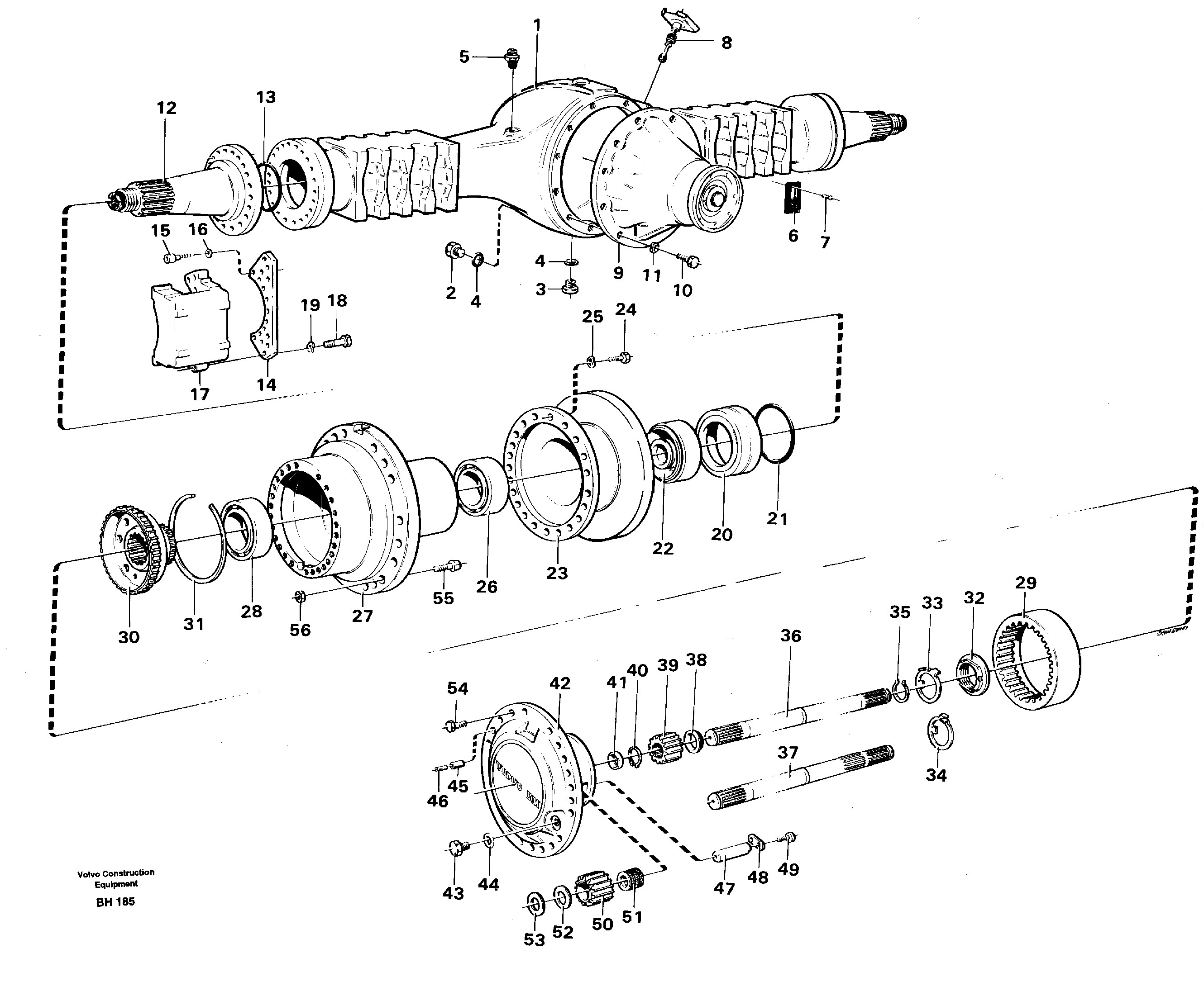 Planet axle, rear 23538, AH 54 D — volvo parts diagram