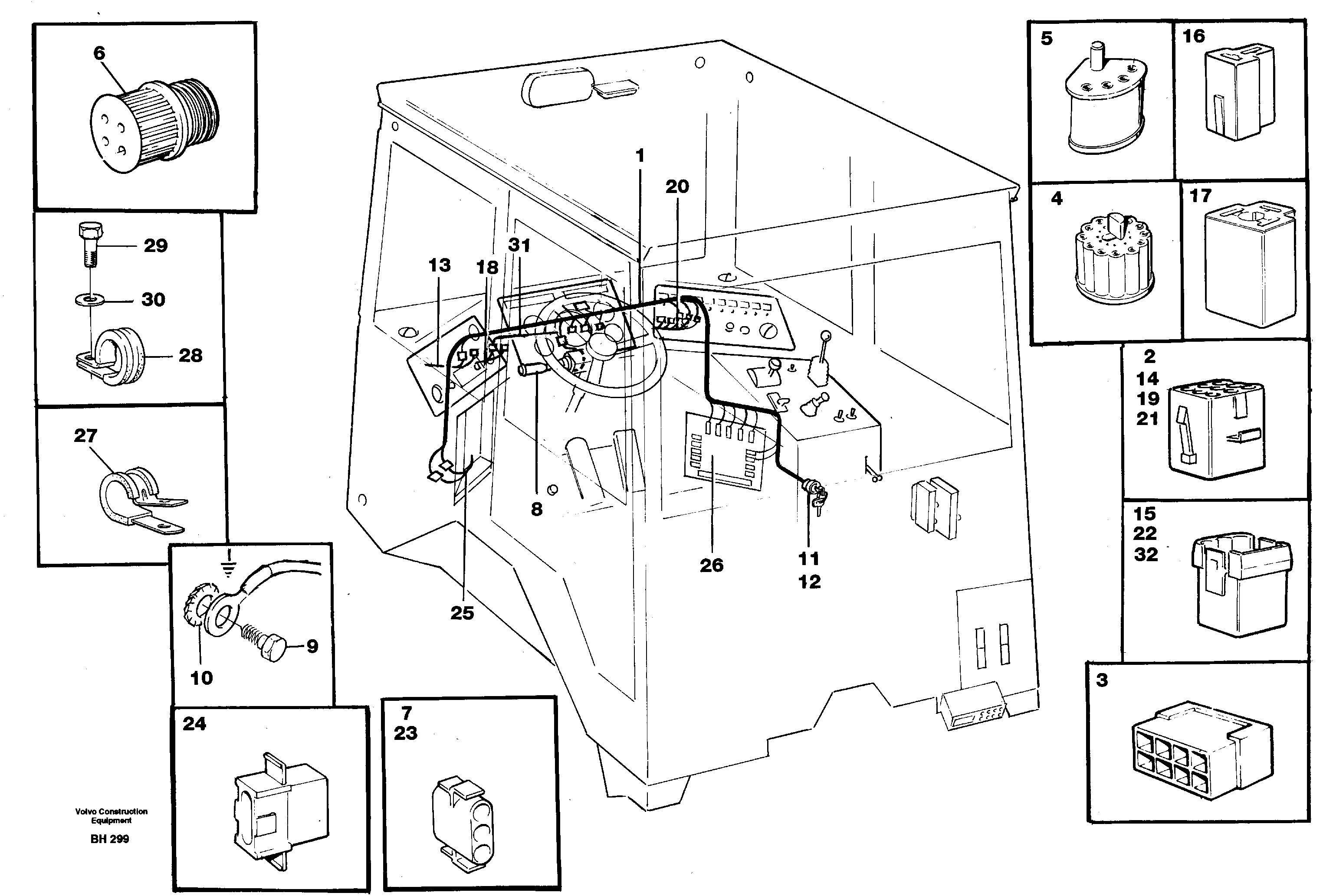 Cable harnesses, cab — volvo parts diagram