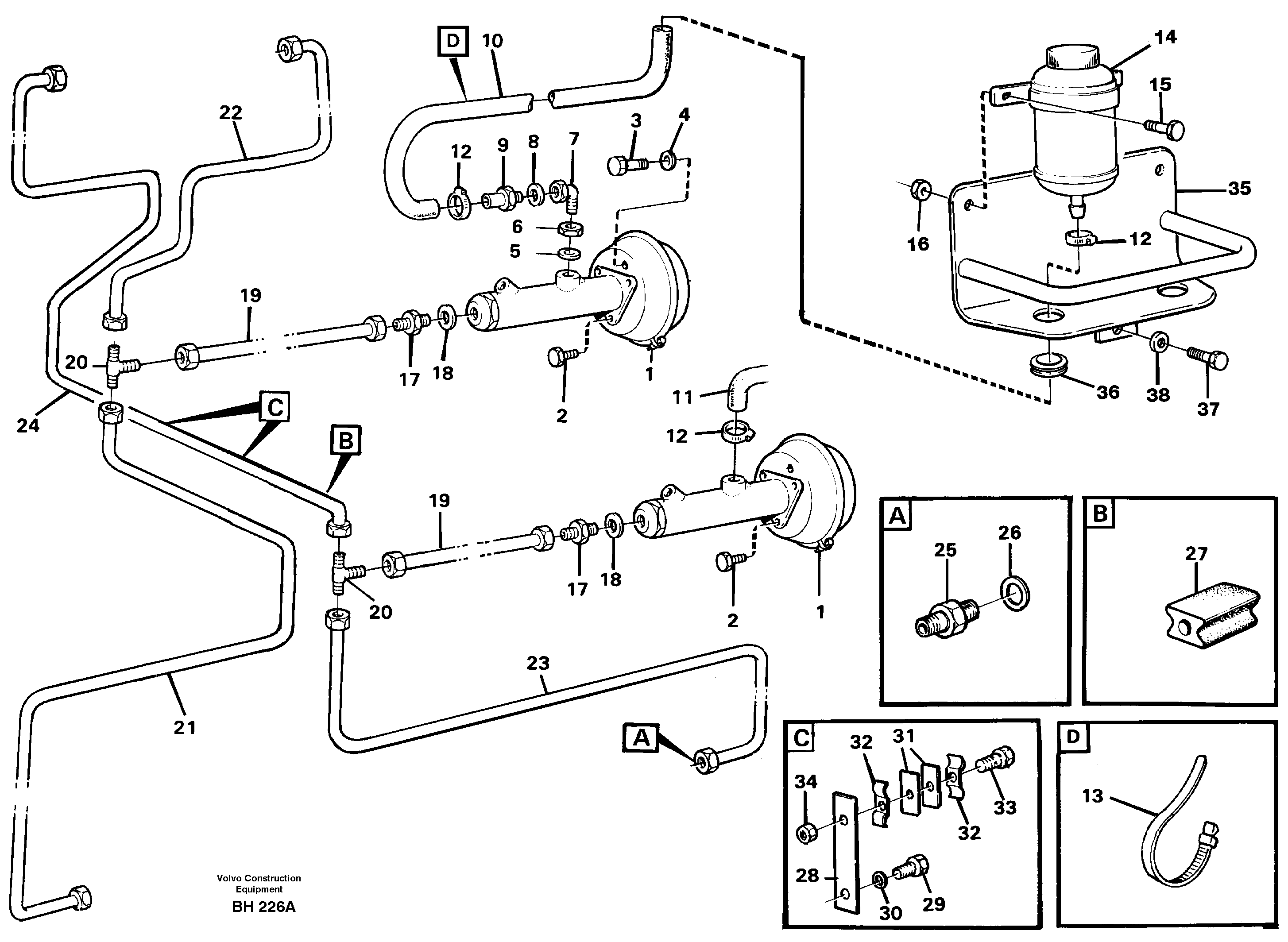 Hydraulic brake-system Tractor — volvo parts diagram