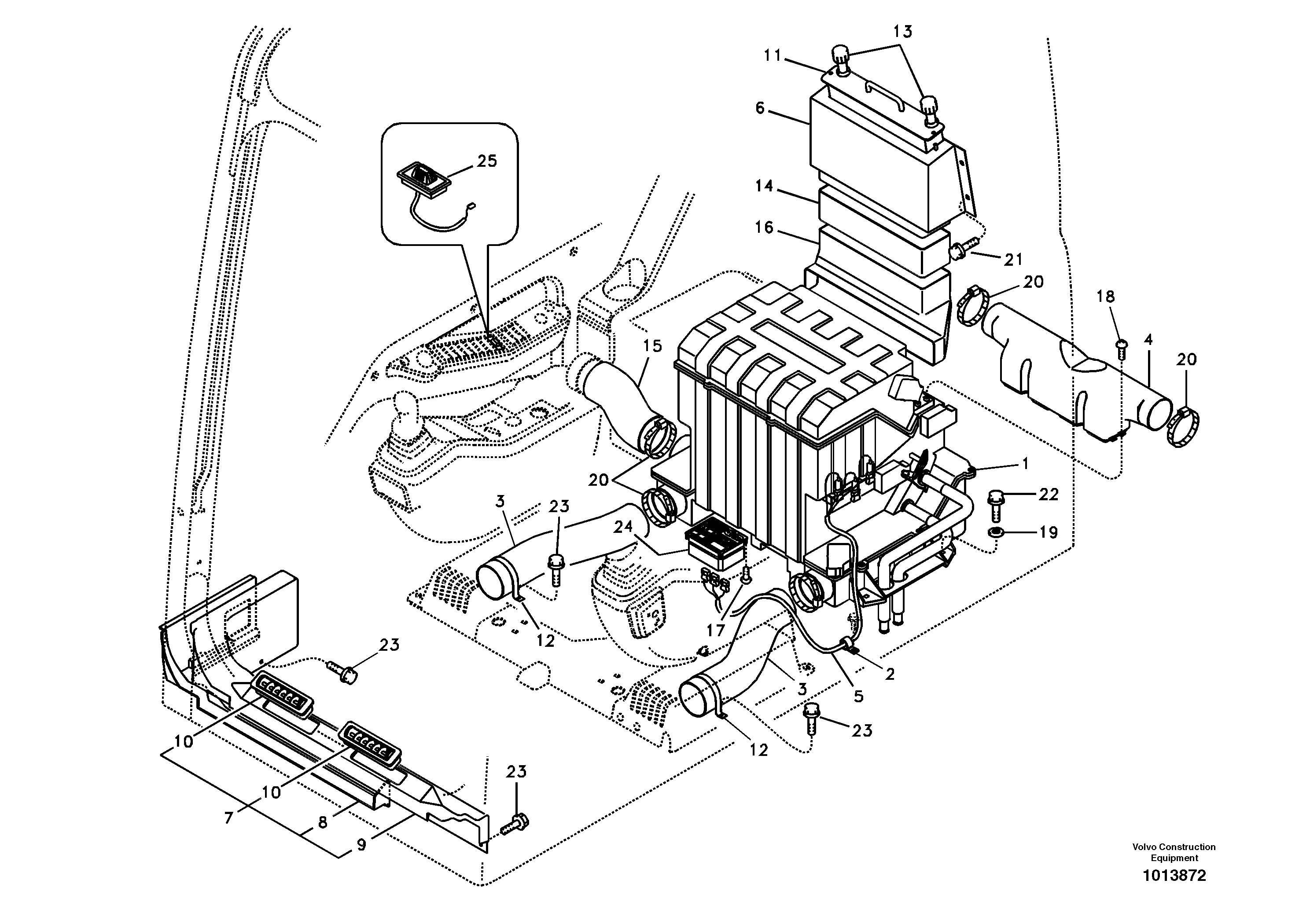 Air duct in cabin and cabin floor — volvo parts diagram