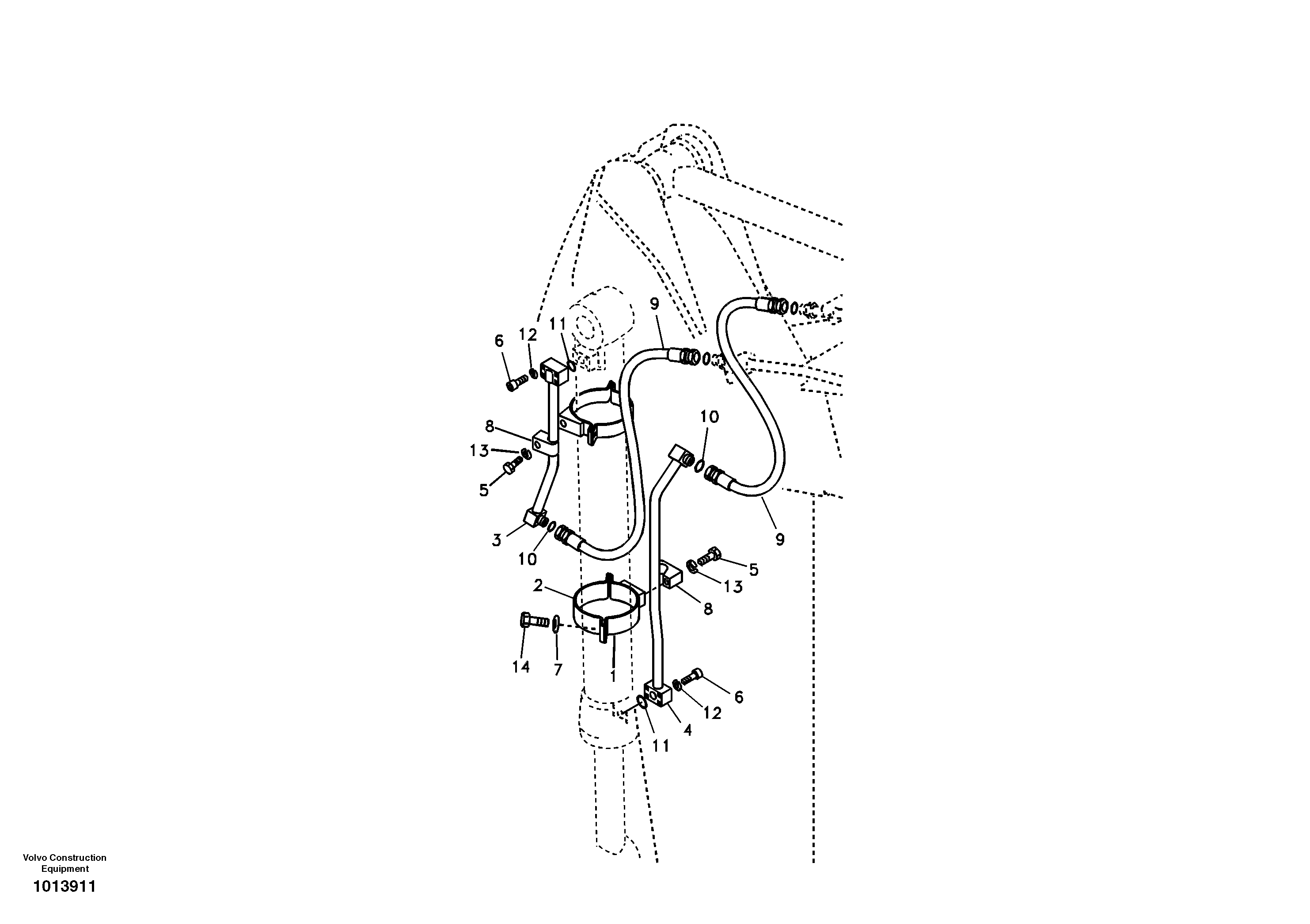 Working hydraulic, bucket cylinder on dipper arm — volvo parts diagram