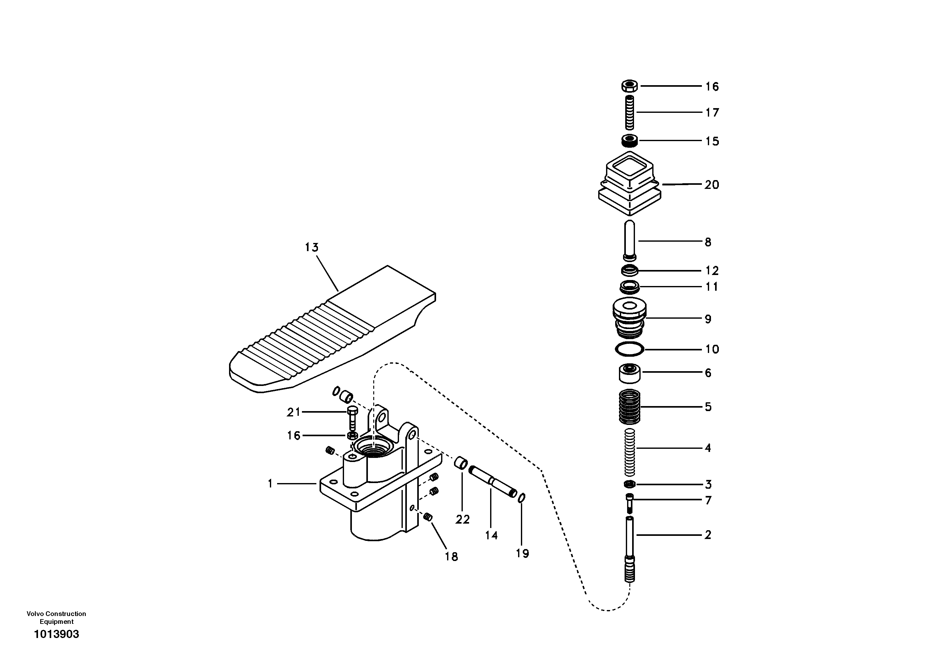 Remote control valve pedal, travel motor — volvo parts diagram