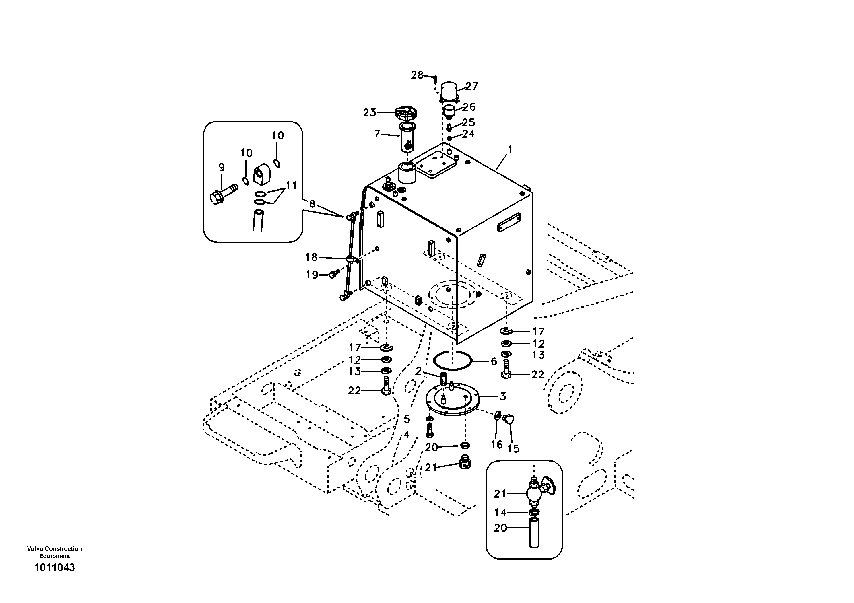 Fuel tank with fitting parts — volvo parts diagram
