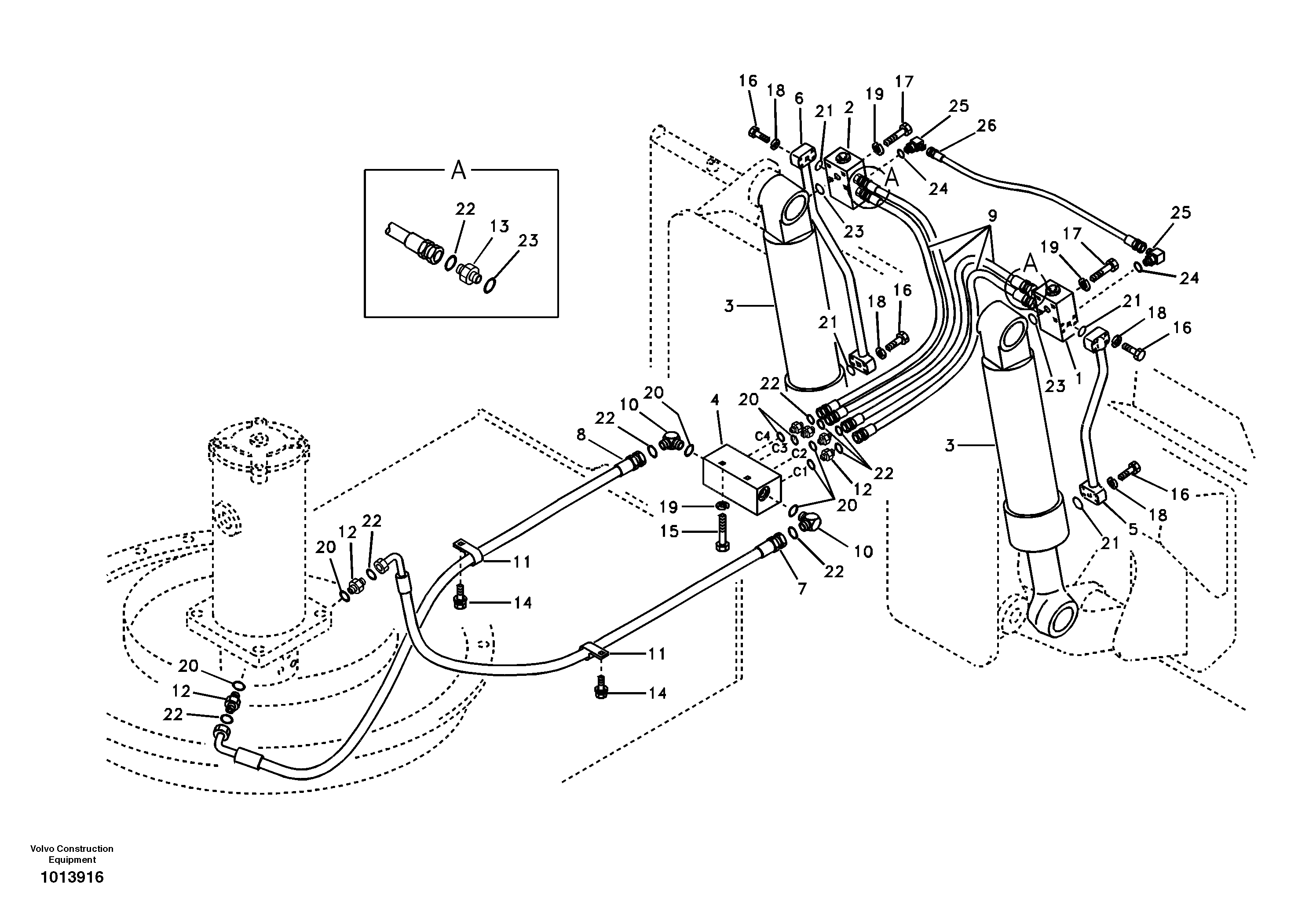 Working hydraulic, dozer blade — volvo parts diagram