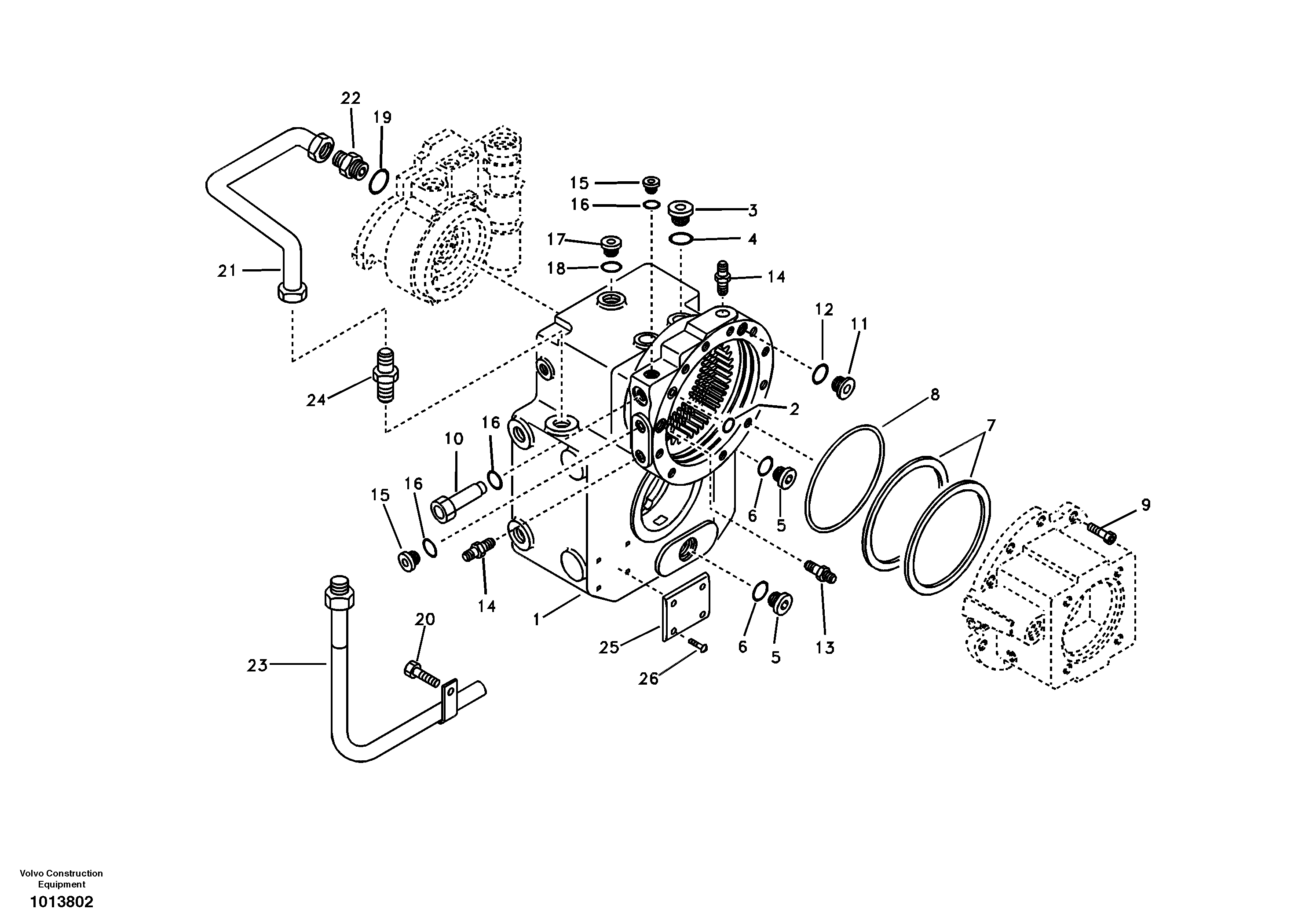 Gear box housing with fitting parts — volvo parts diagram